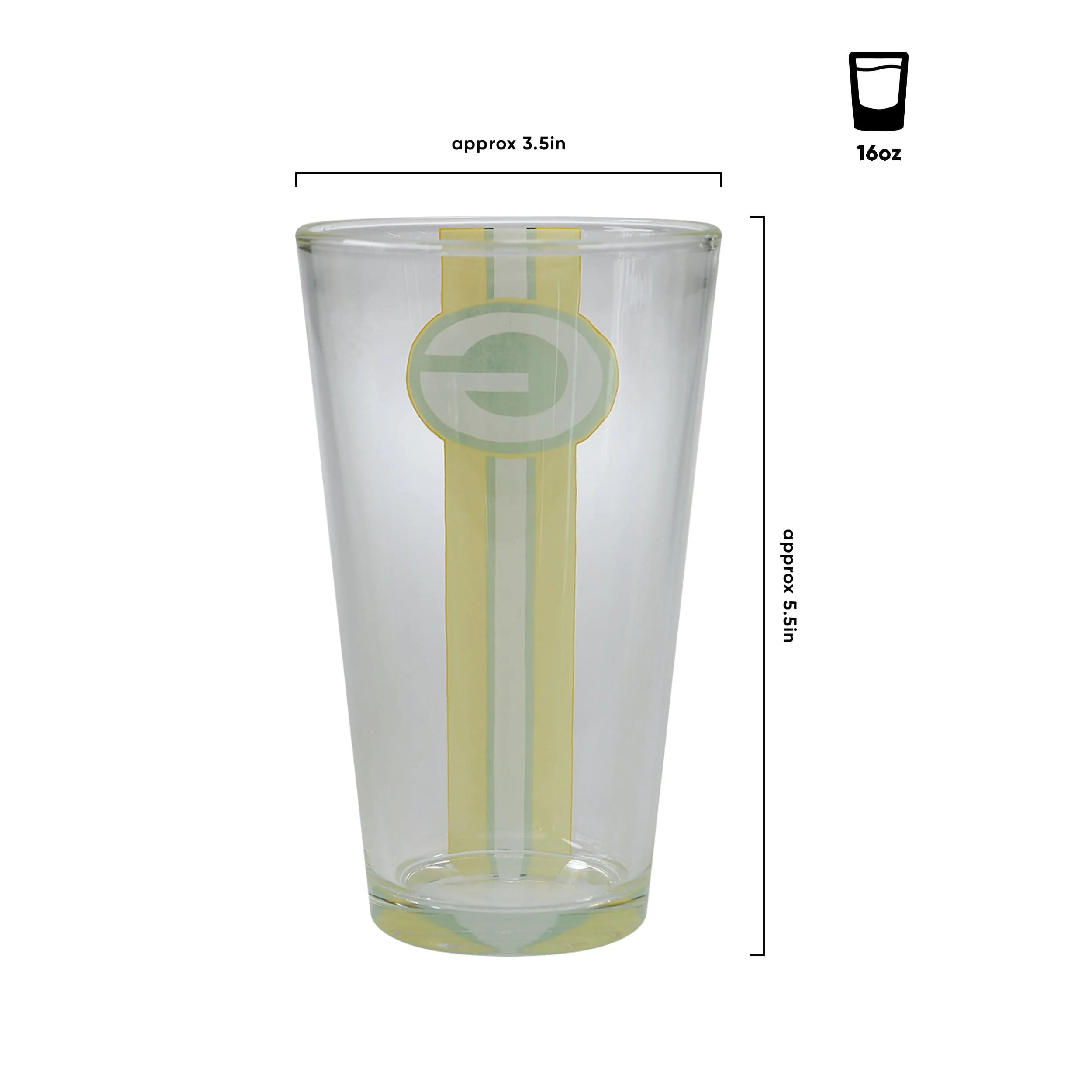 Green Bay Packers NFL Team Stripe Pint Glass - Image 3