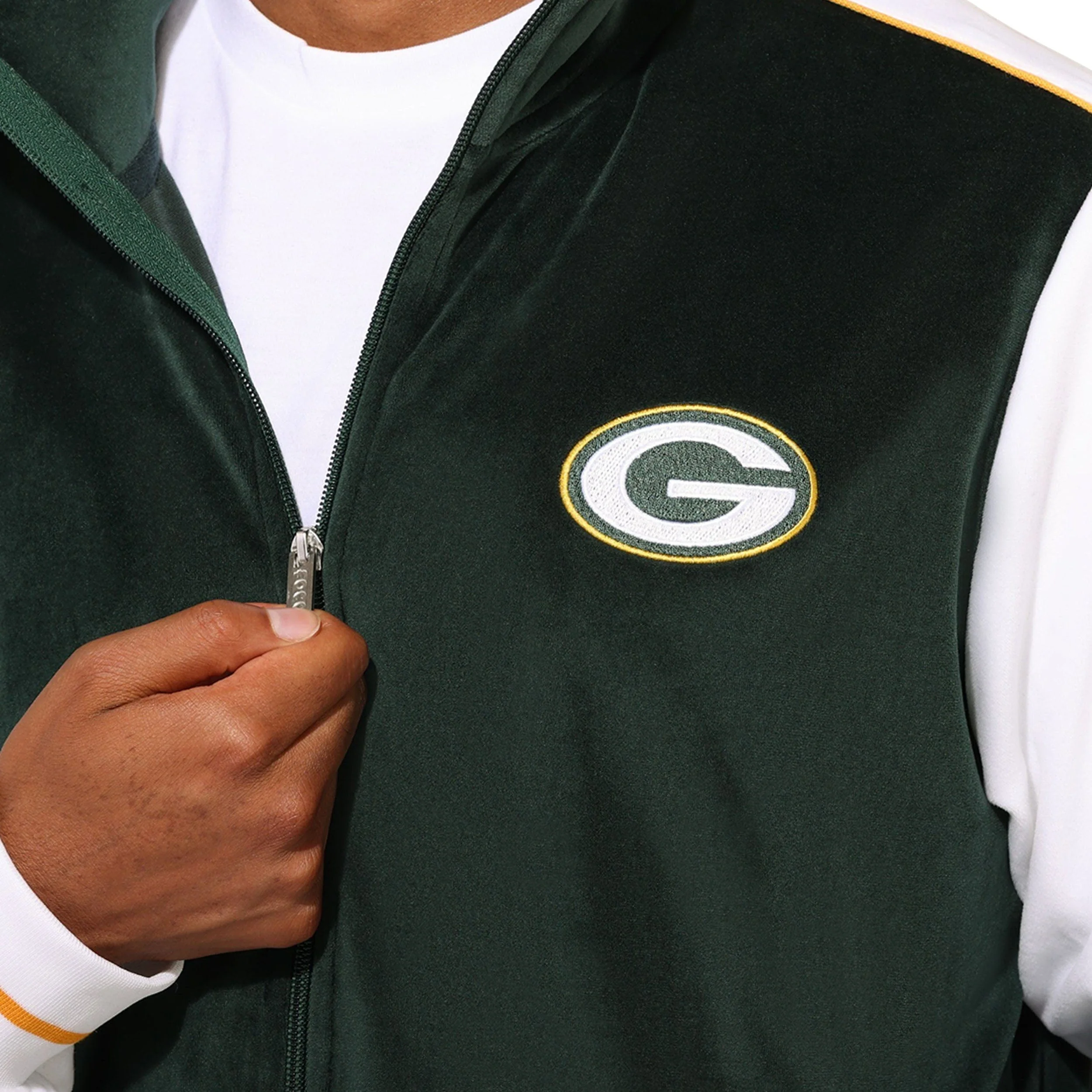Green Bay Packers NFL Two Tone Velour Zip Up Top - Image 3