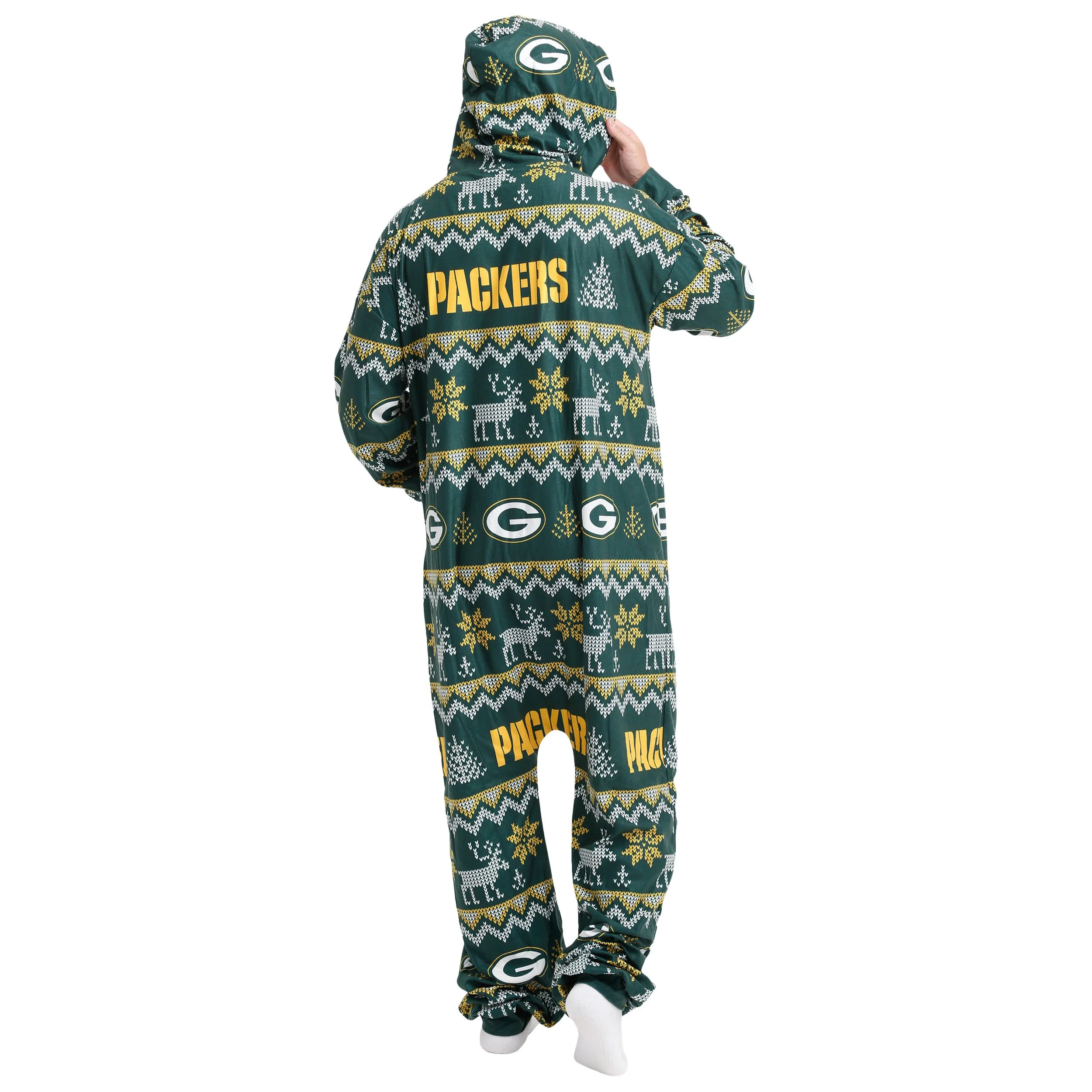 Green Bay Packers NFL Ugly Pattern One Piece Pajamas - Image 2