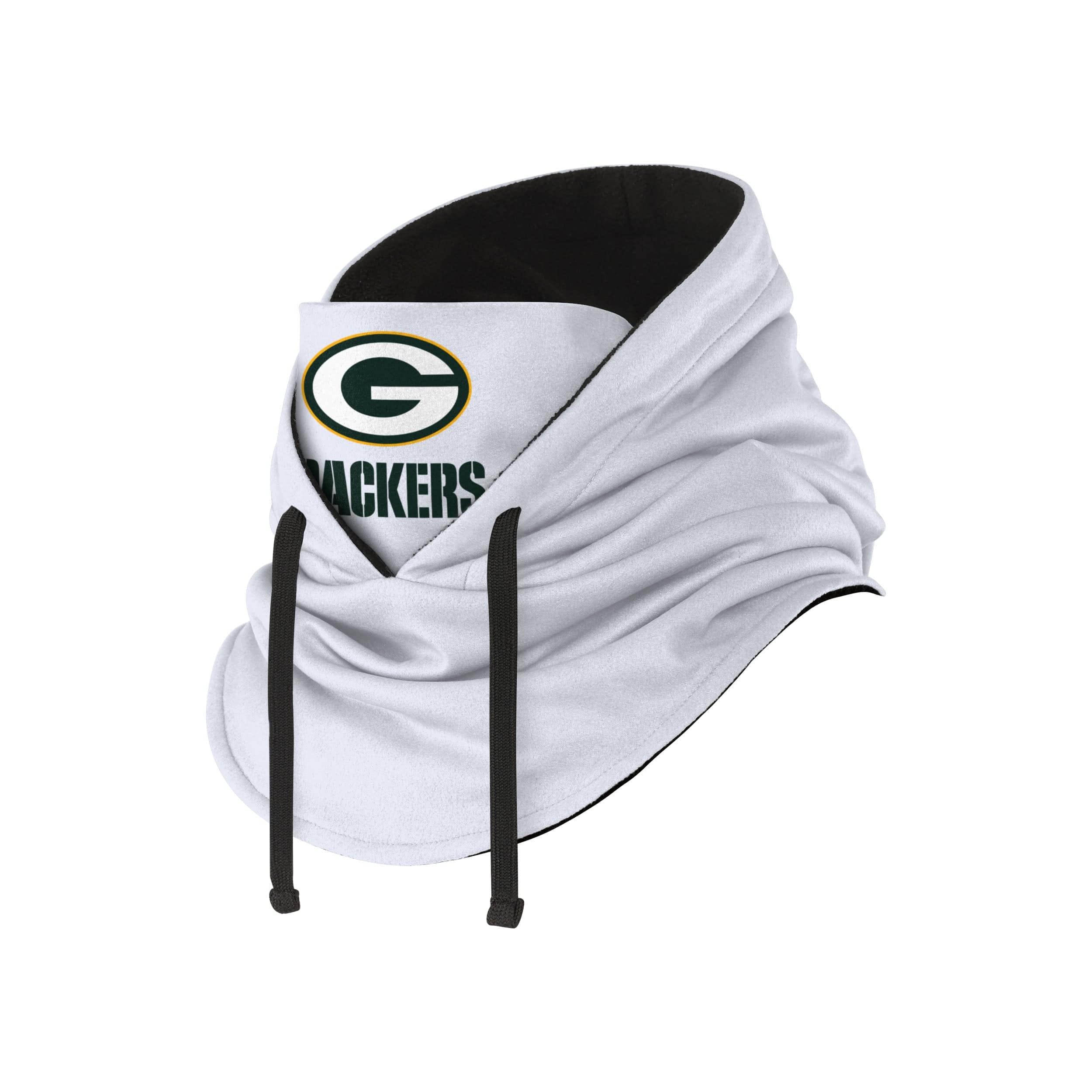 Green Bay Packers NFL White Drawstring Hooded Gaiter - Image 2