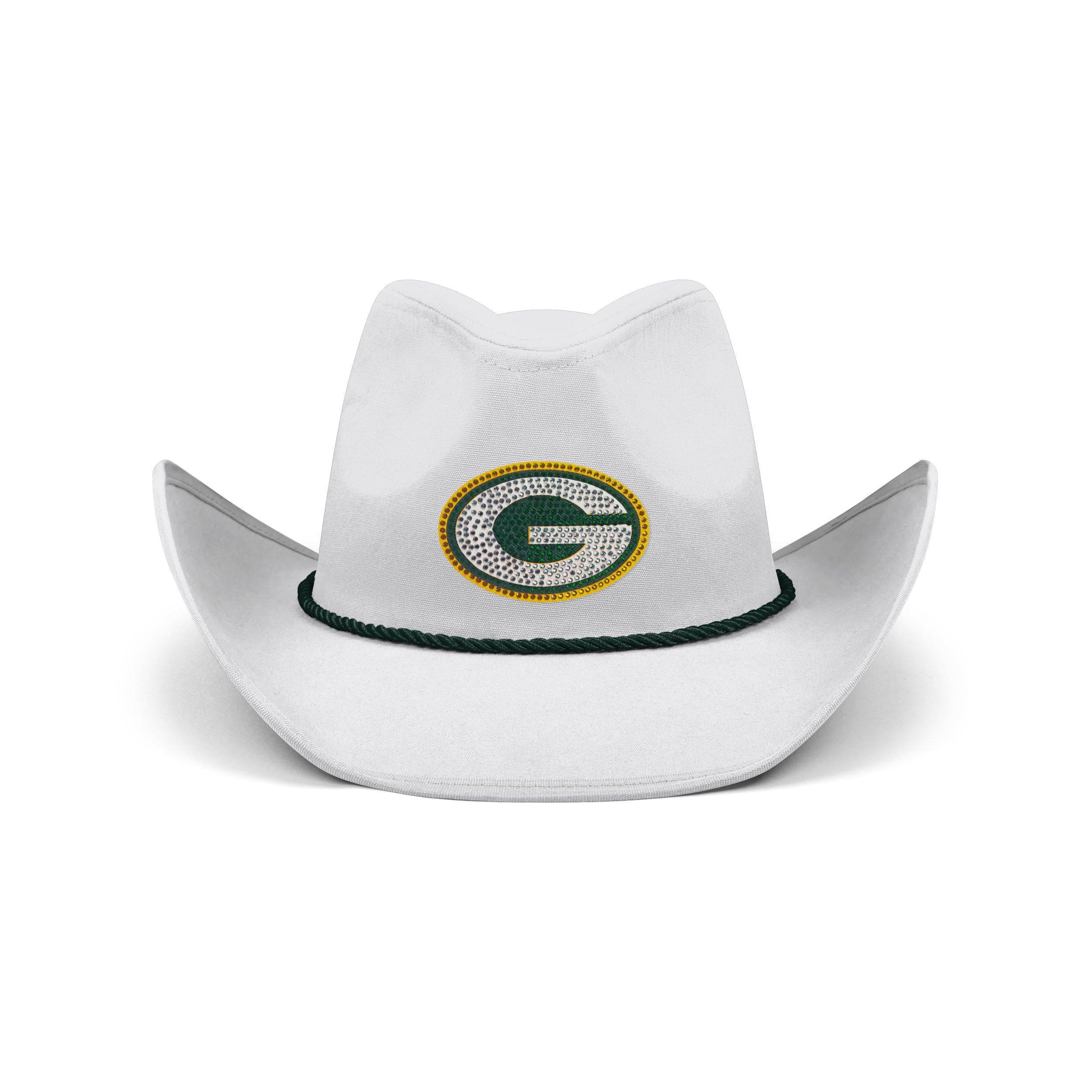 Green Bay Packers NFL White Rhinestone Logo Cowboy Hat - Image 3