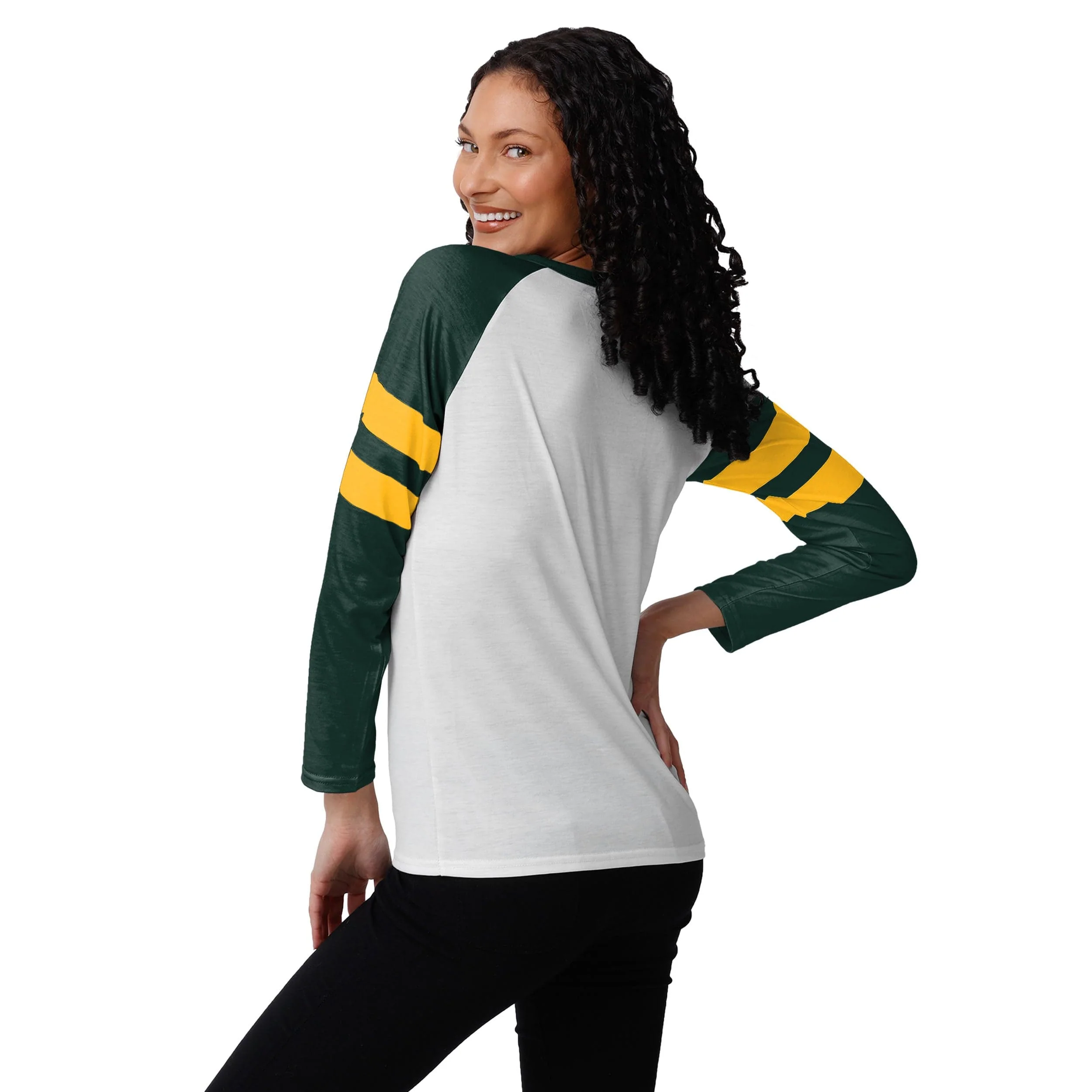 Green Bay Packers NFL Womens Big Logo Long Sleeve Henley - Image 2
