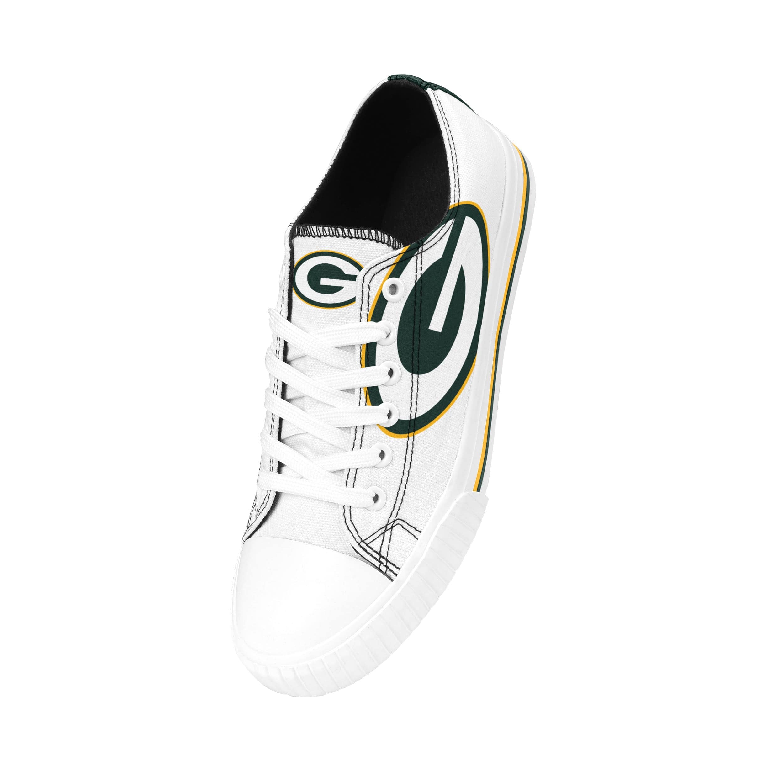 Green Bay Packers NFL Womens Big Logo Low Top White Canvas Shoes - Image 2