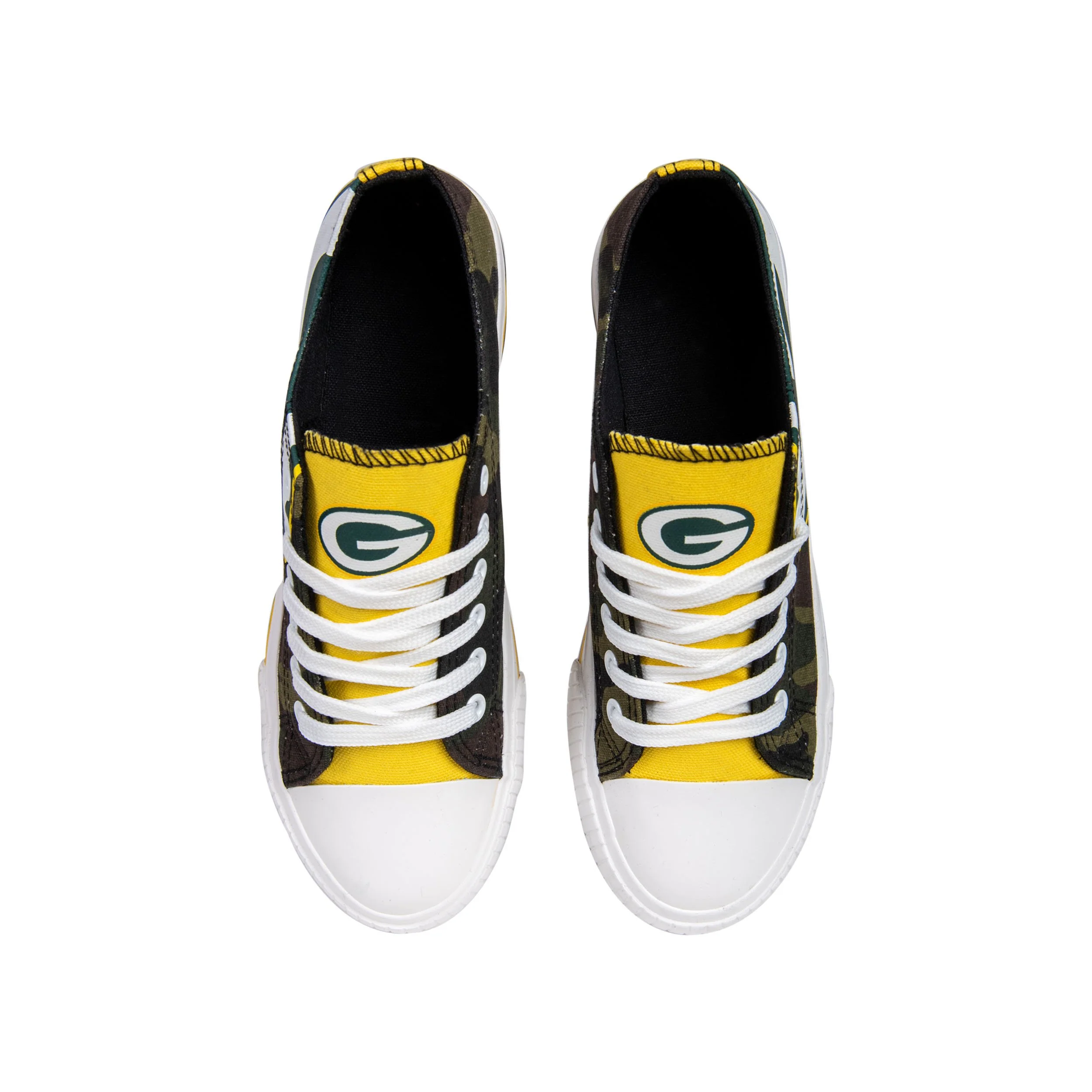 Green Bay Packers NFL Womens Camo Low Top Canvas Shoes - Image 3