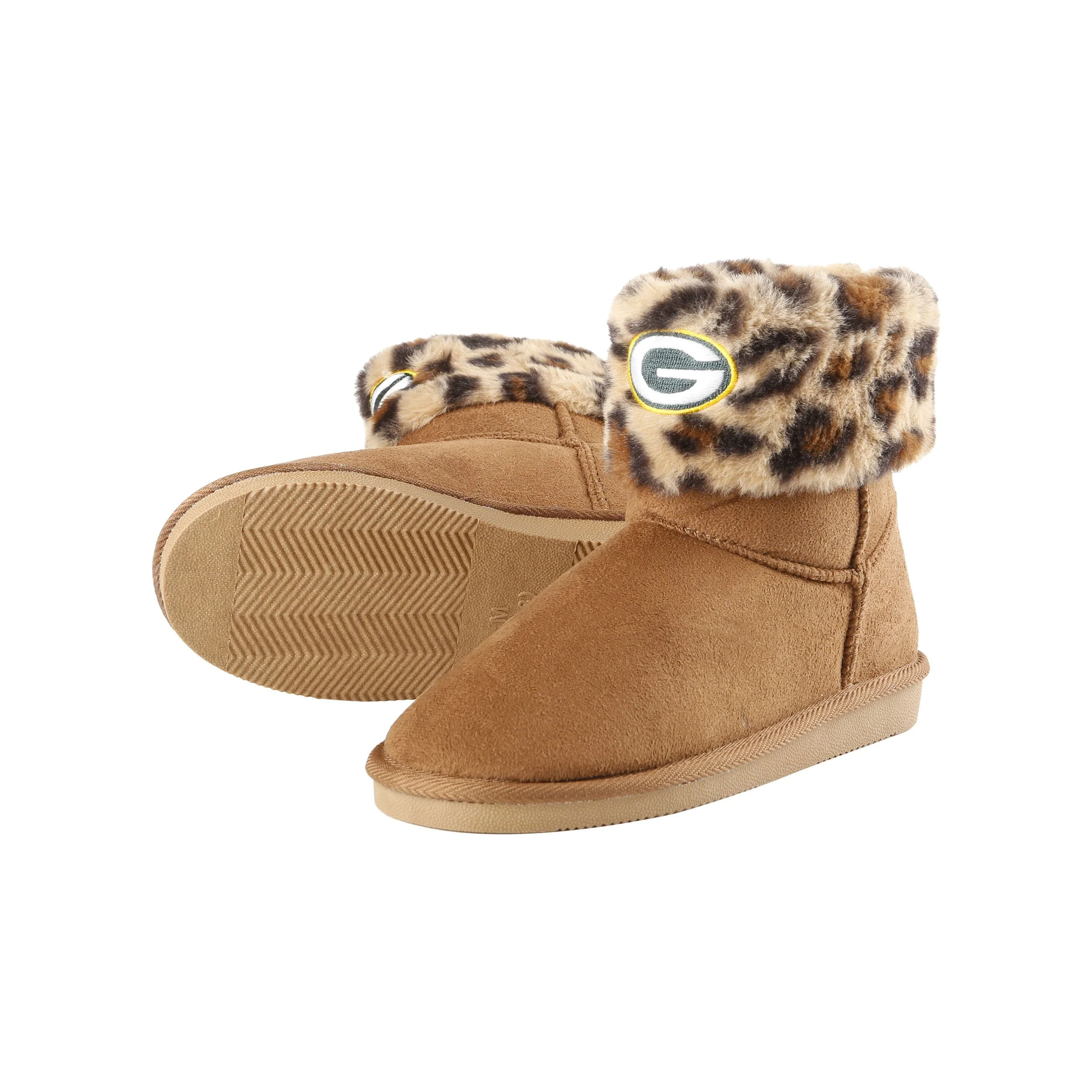 Green Bay Packers NFL Womens Cheetah Fur Boots - Image 4