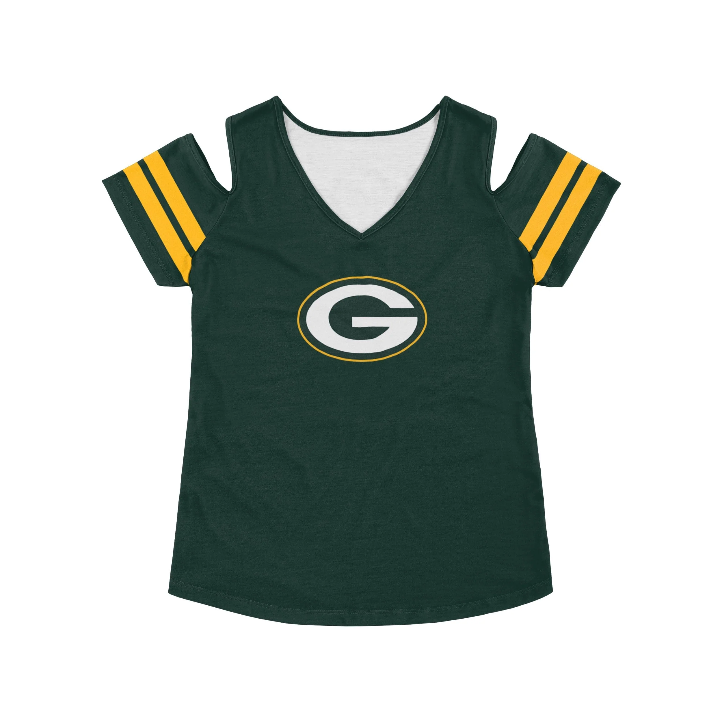 Green Bay Packers NFL Womens Cold Shoulder T-Shirt - Image 4
