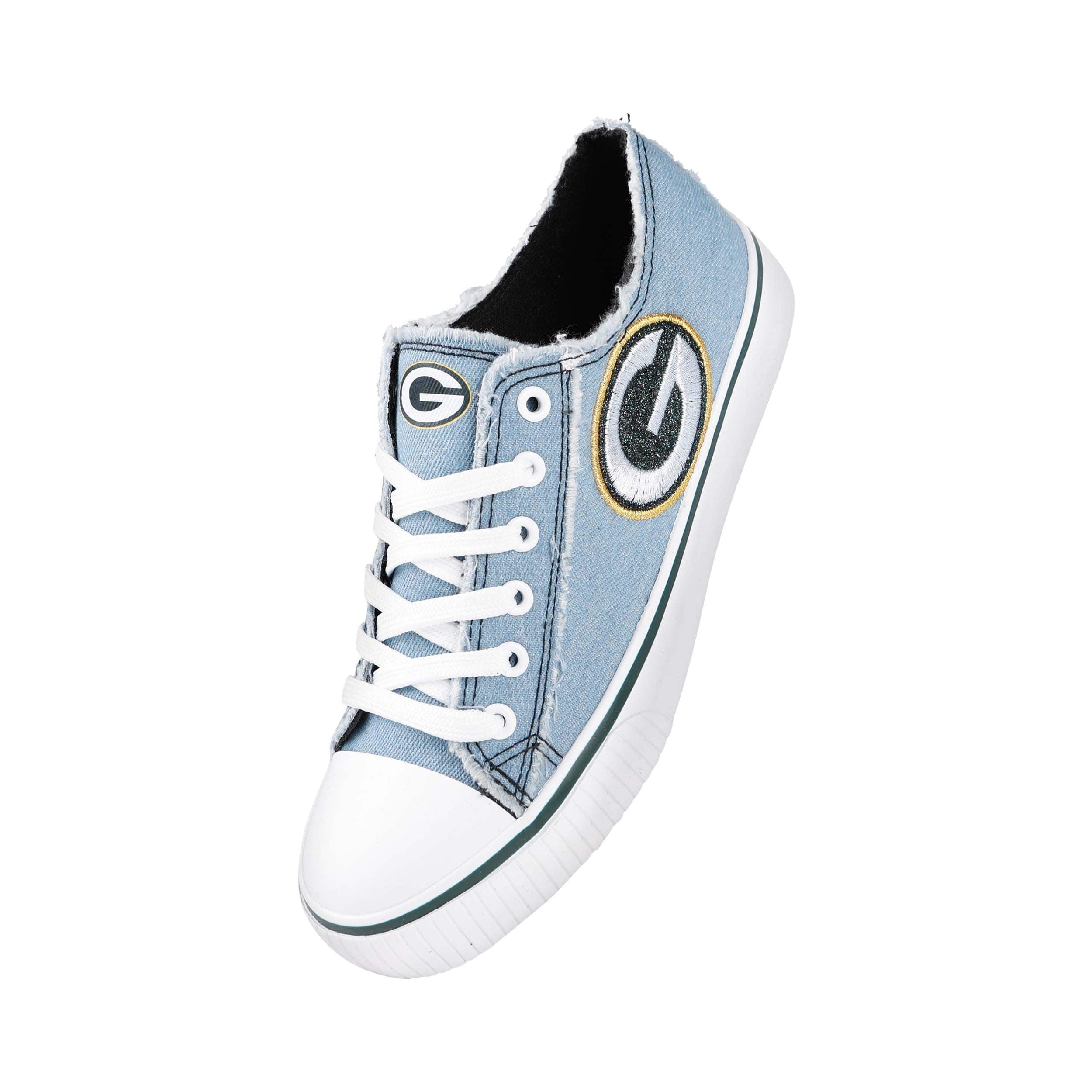 Green Bay Packers NFL Womens Denim Low Top Canvas Shoes - Image 2