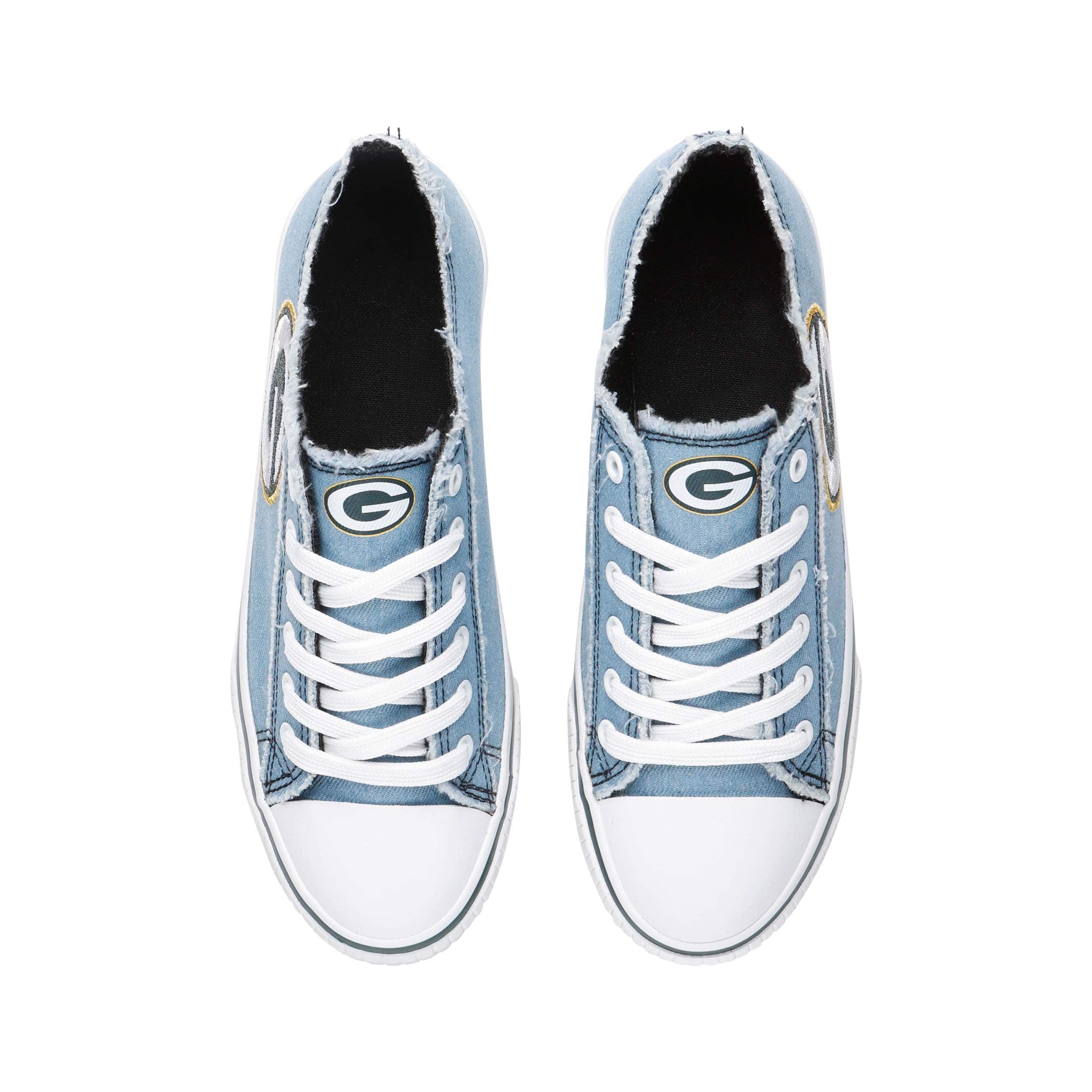 Green Bay Packers NFL Womens Denim Low Top Canvas Shoes - Image 5