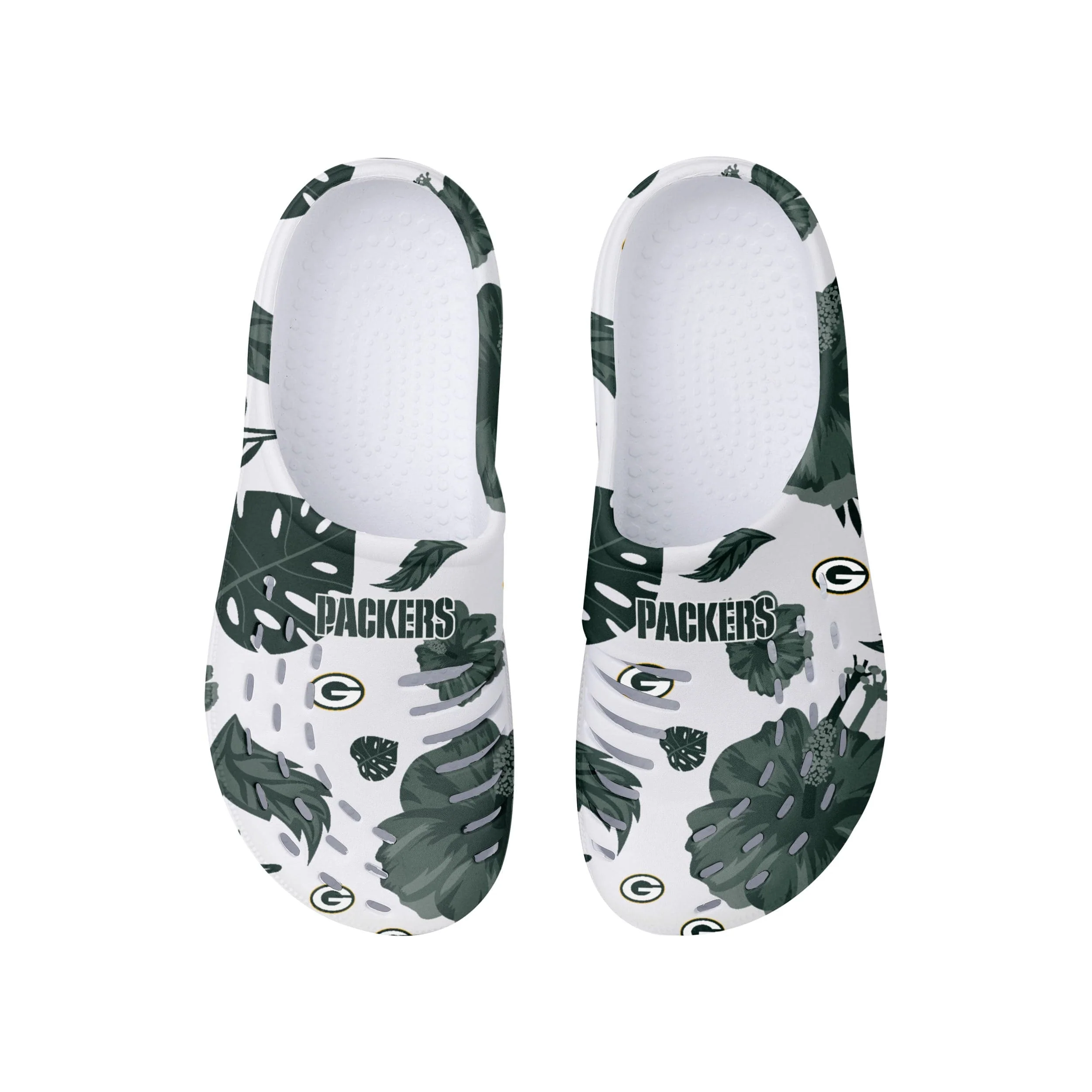 Green Bay Packers NFL Womens Floral White Clog - Image 4