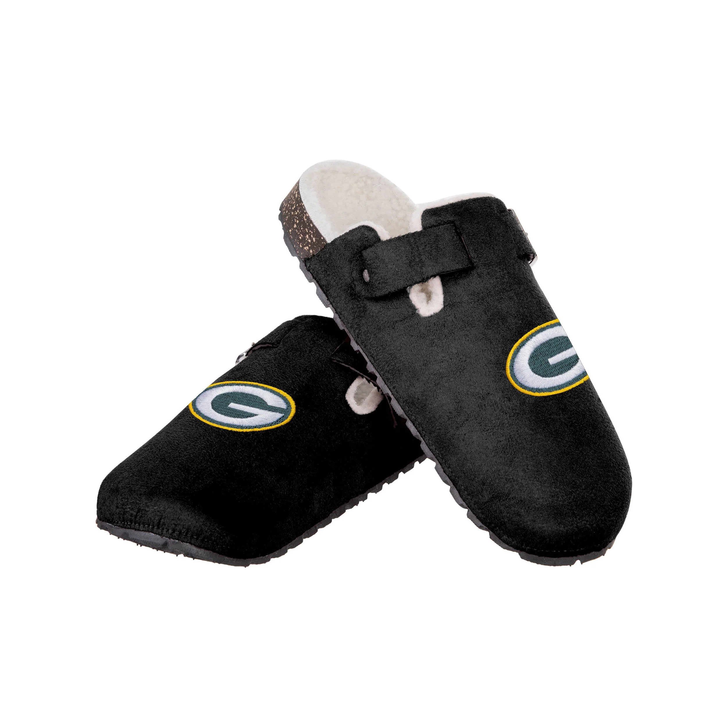 Green Bay Packers NFL Womens Fur Buckle Clog Slippers