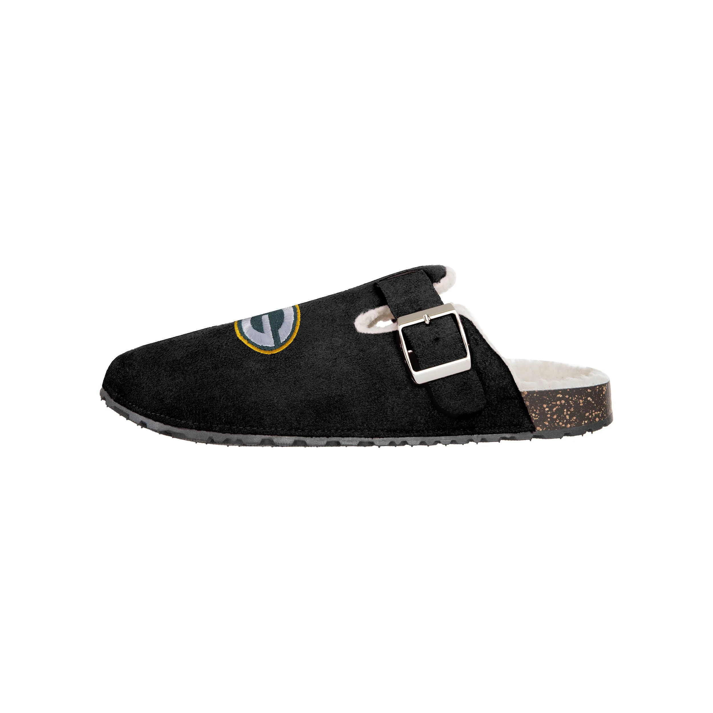 Green Bay Packers NFL Womens Fur Buckle Clog Slippers - Image 4