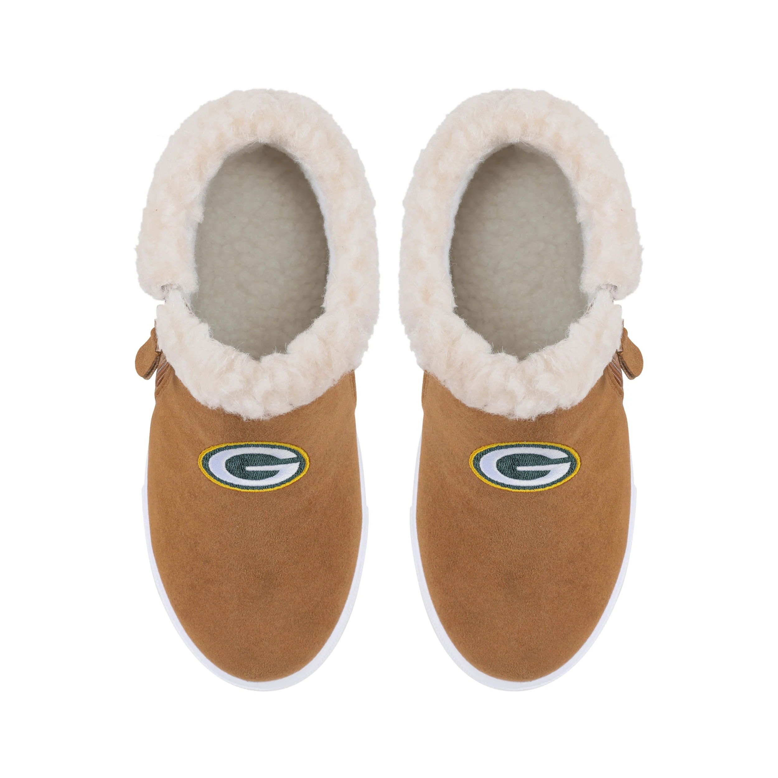 Green Bay Packers NFL Womens Fuzzy Brim Zipper Boot - Image 4