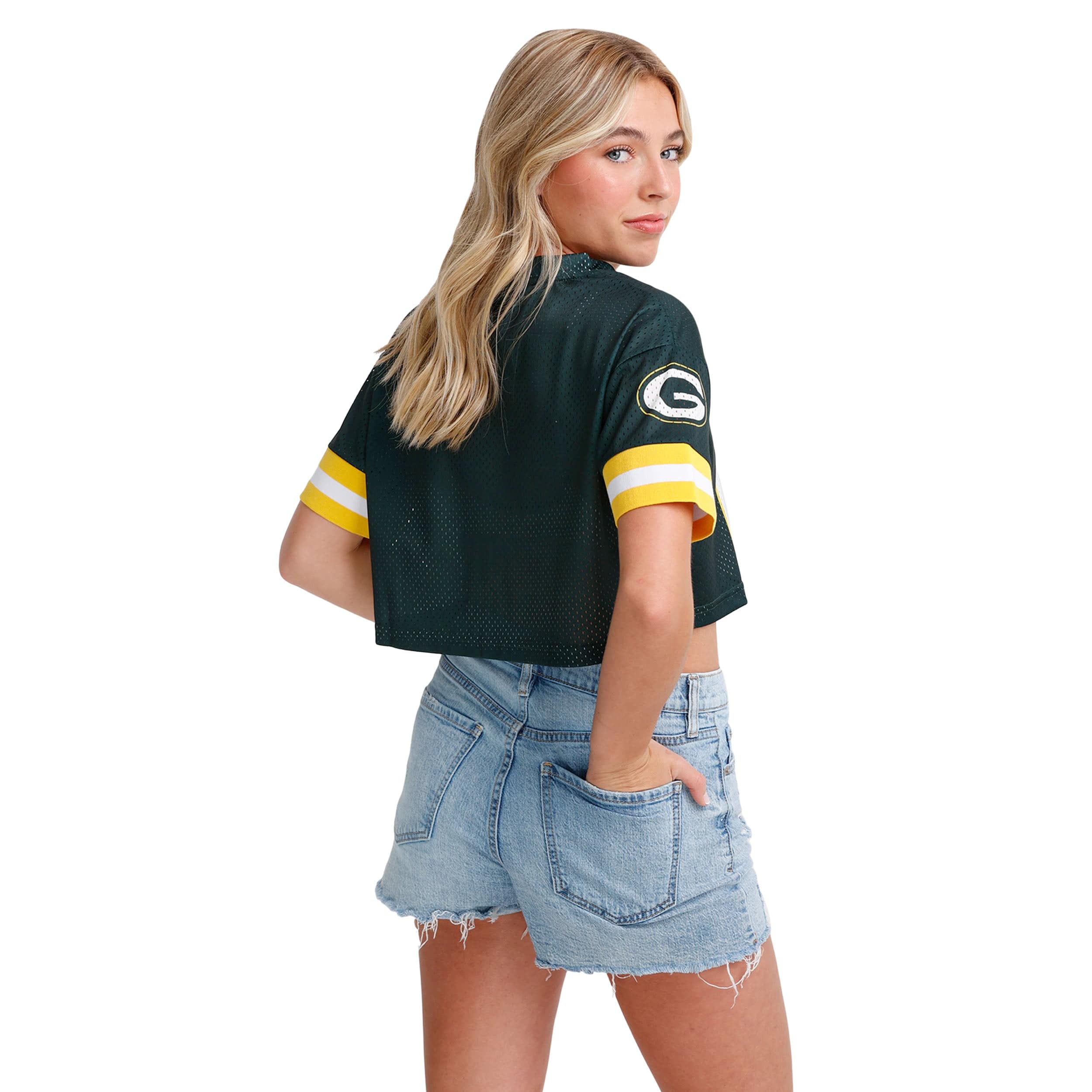 Green Bay Packers NFL Womens Gameday Mesh Crop Top - Image 2