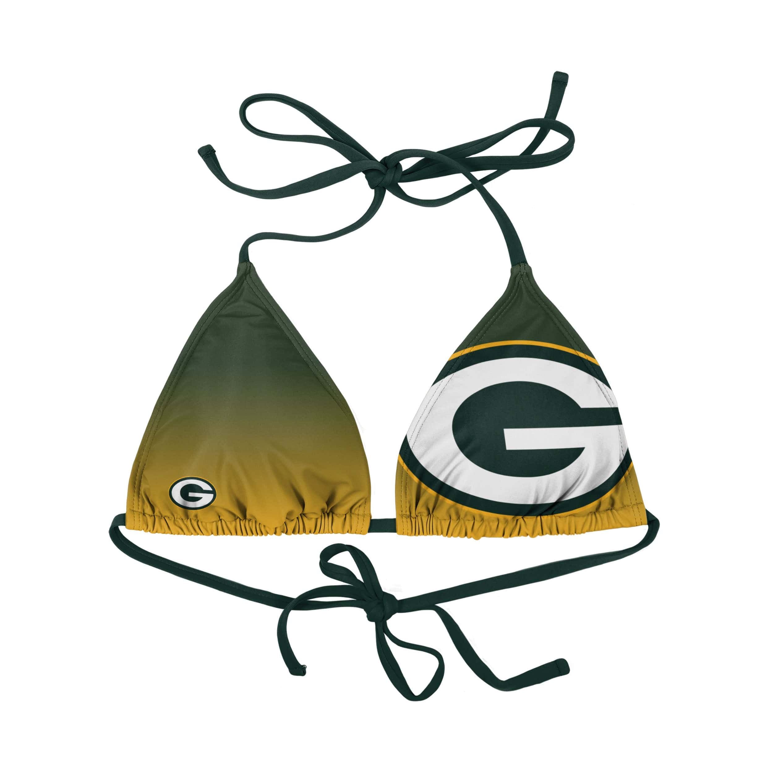 Green Bay Packers NFL Womens Gradient Big Logo Bikini Top - Image 2