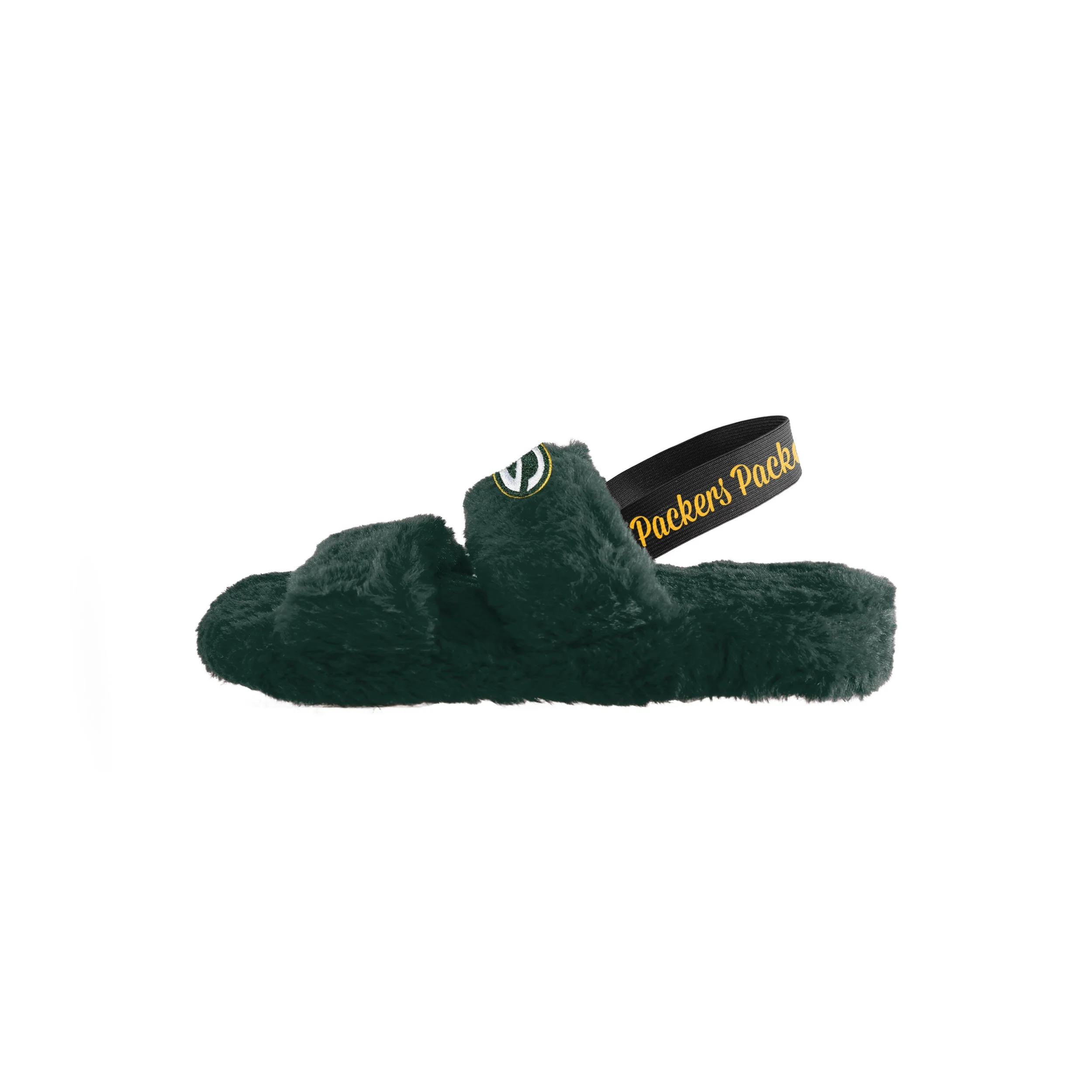 Green Bay Packers NFL Womens Heel Strap Wordmark Fur Slide - Image 4