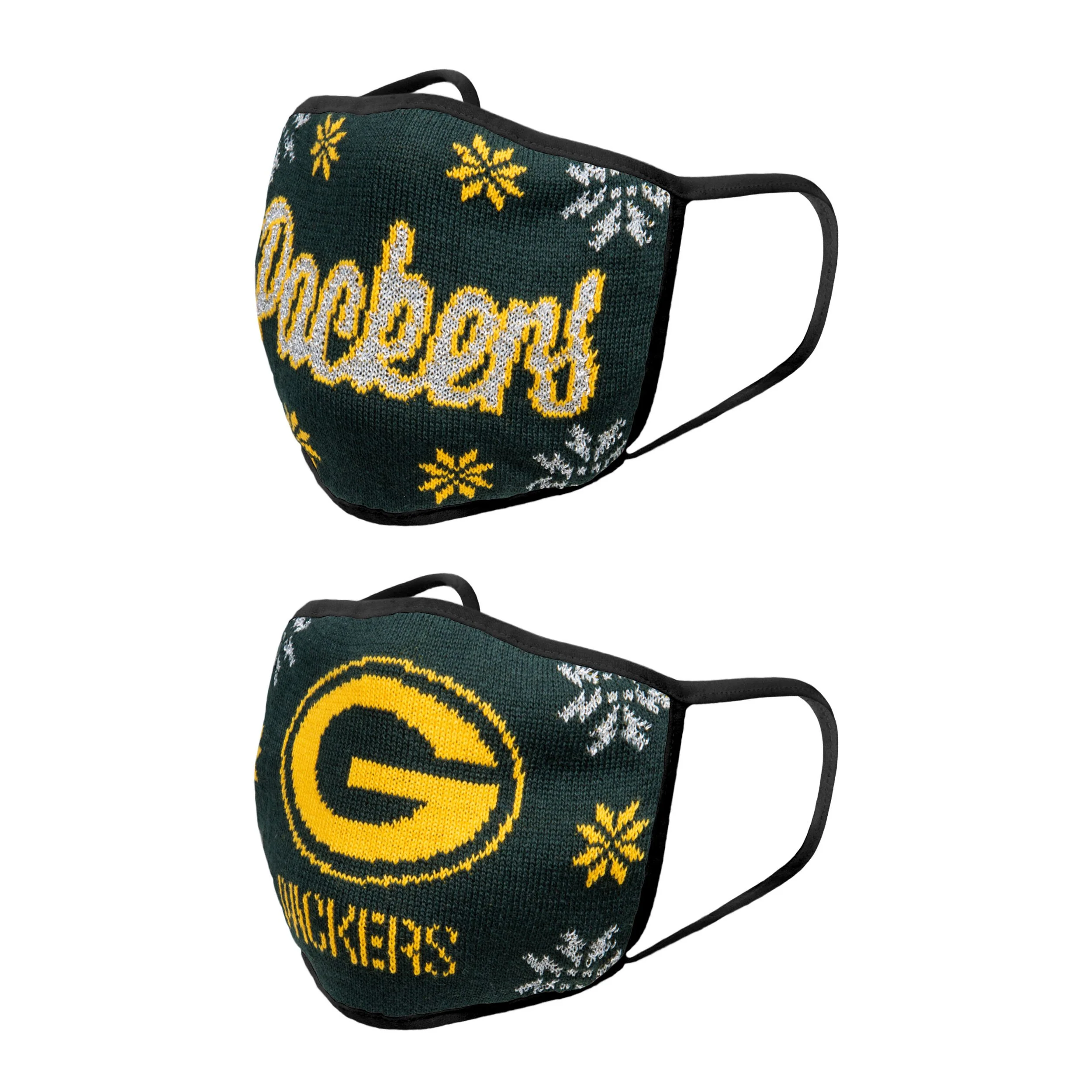 Green Bay Packers NFL Womens Knit 2 Pack Face Cover - Image 2