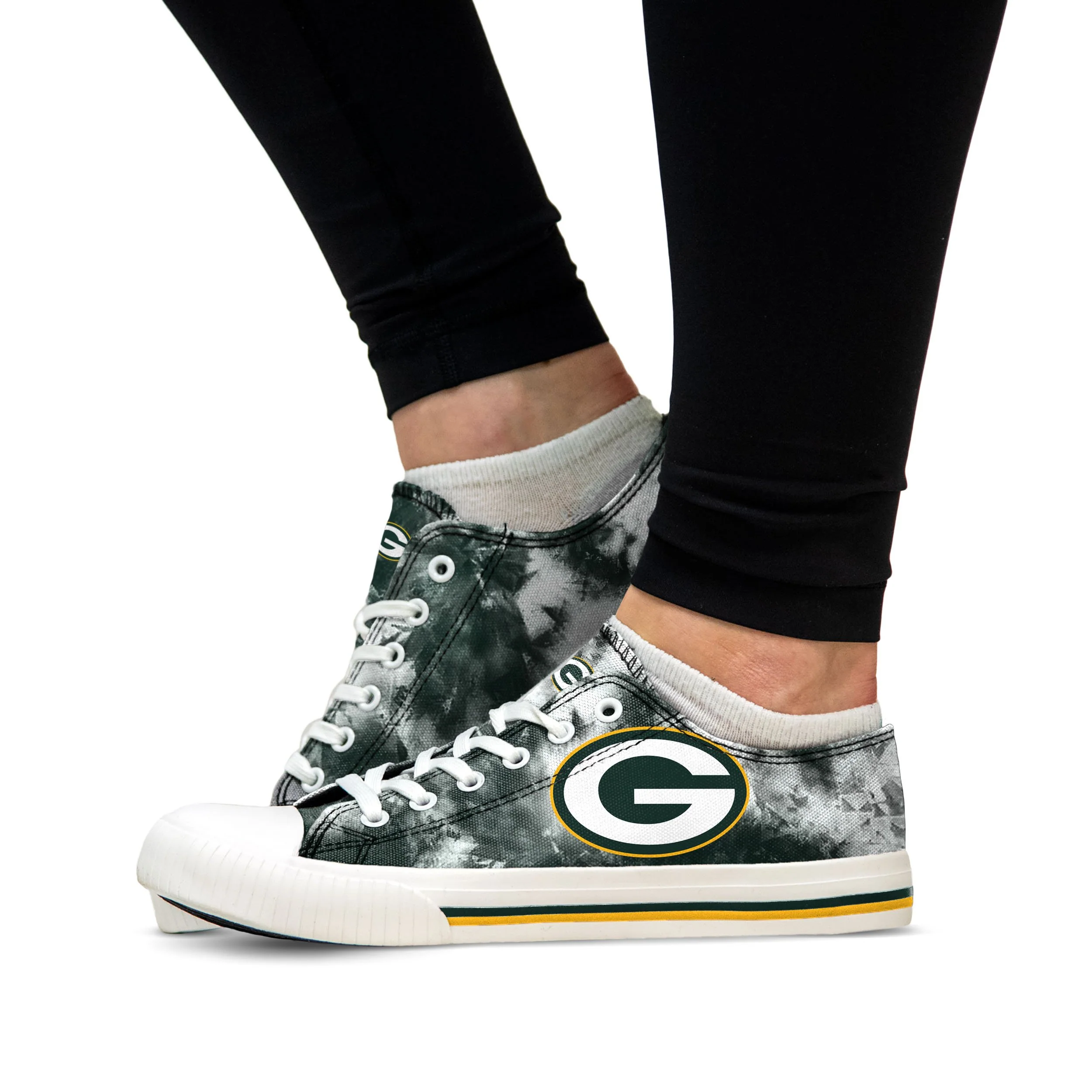 Green Bay Packers NFL Womens Low Top Tie-Dye Canvas Shoes - Image 4