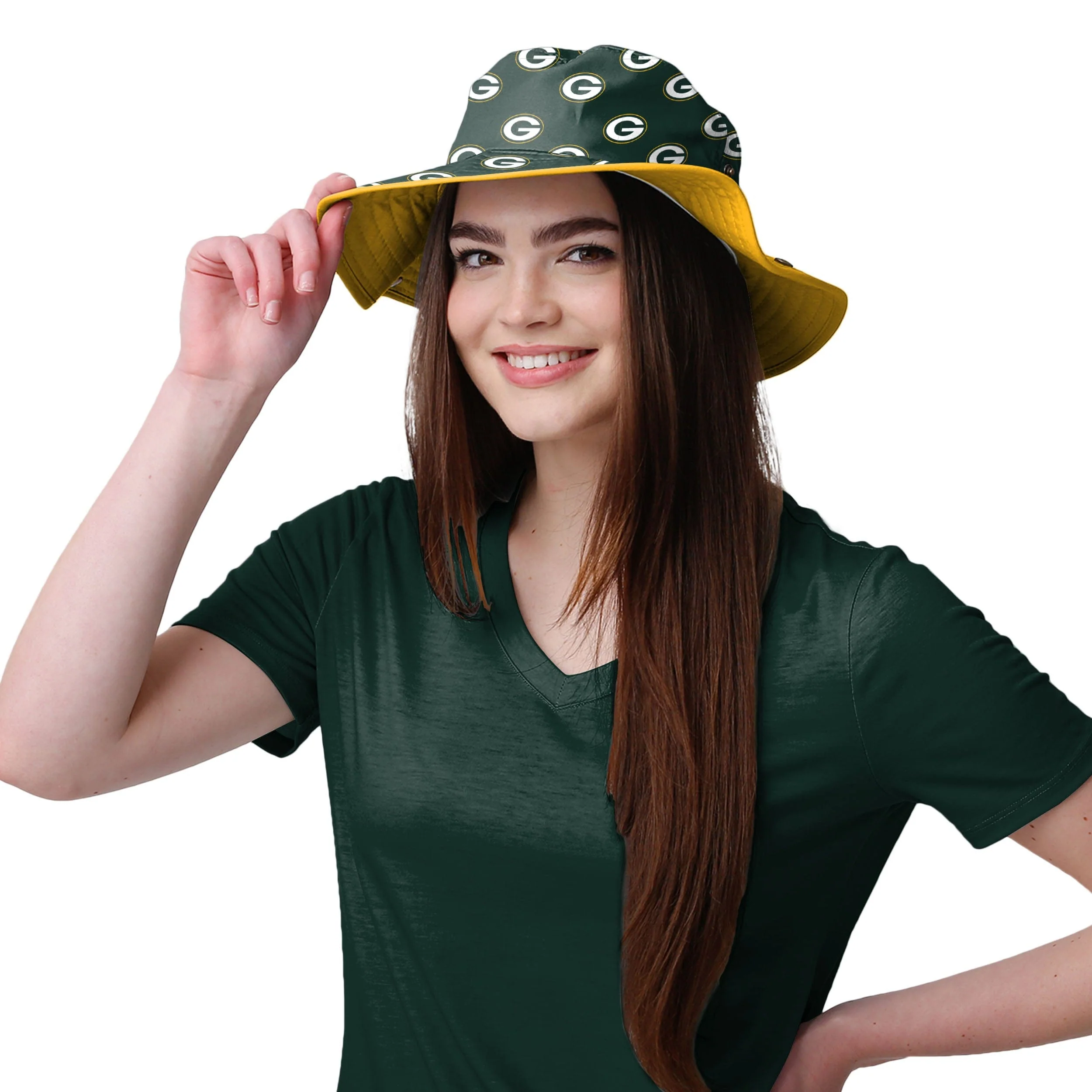 Green Bay Packers NFL Womens Mini Print Hybrid Boonie Hat - Image 2