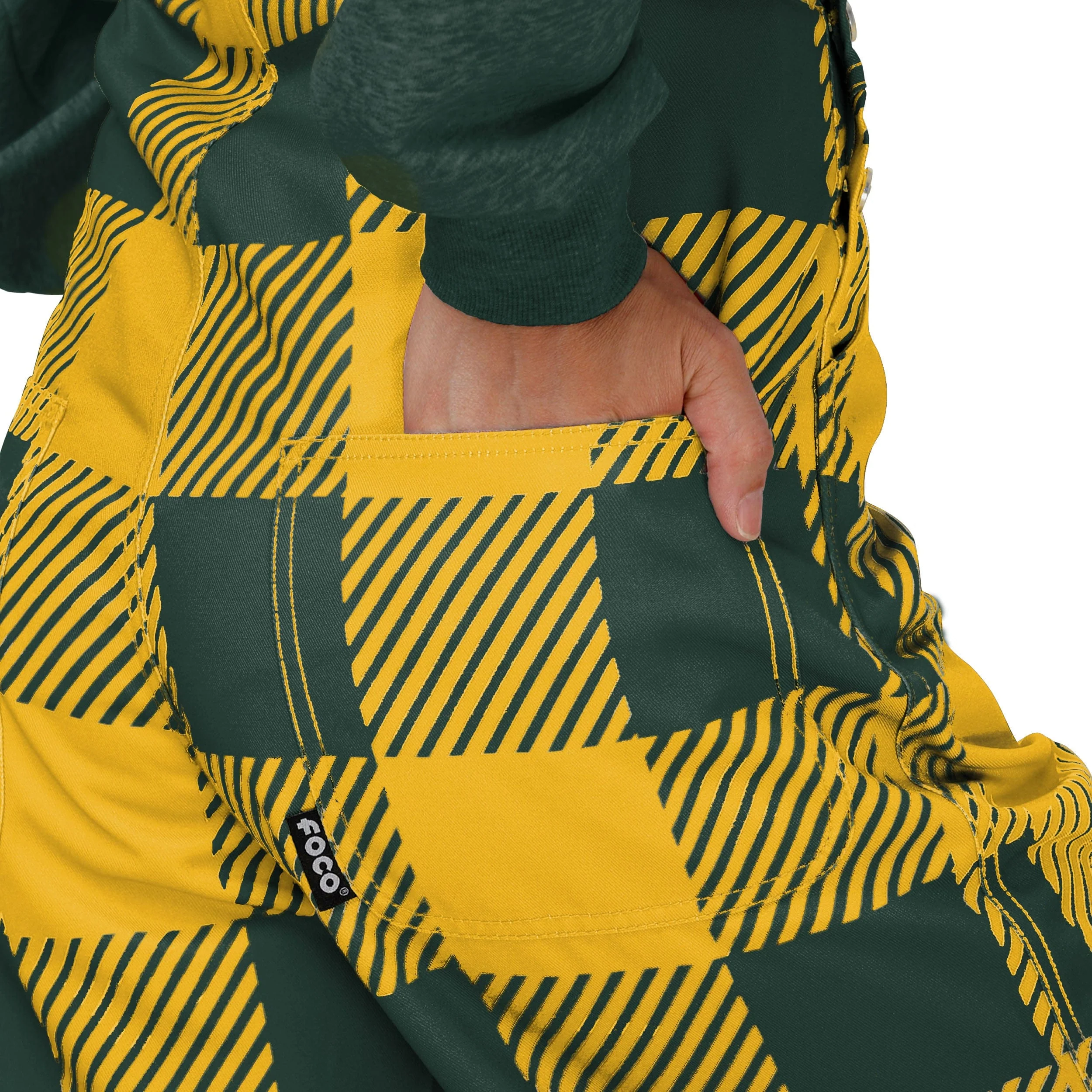 Green Bay Packers NFL Womens Plaid Bib Overalls - Image 6