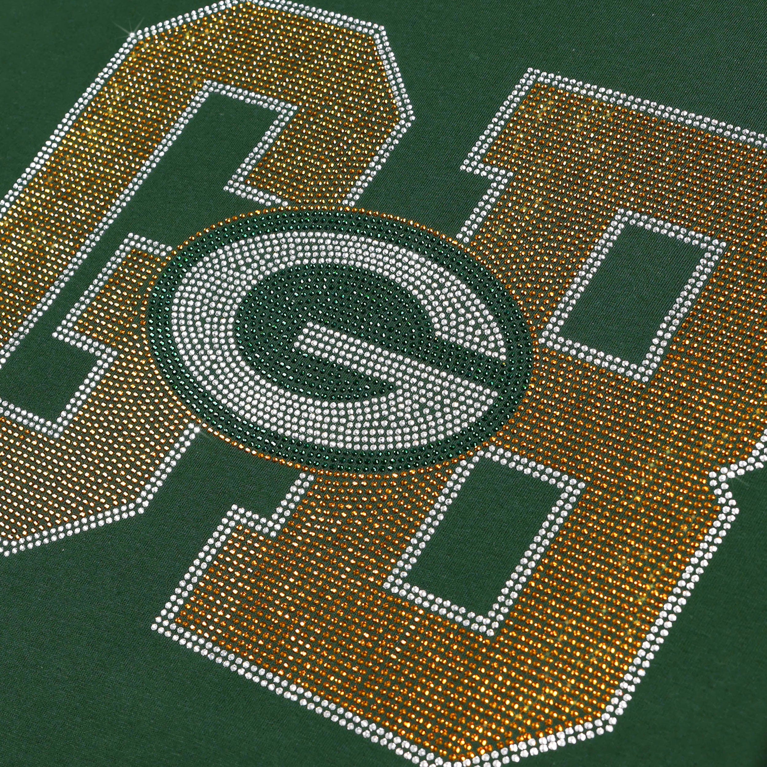 Green Bay Packers NFL Womens Rhinestone Logo Crop Top - Image 2