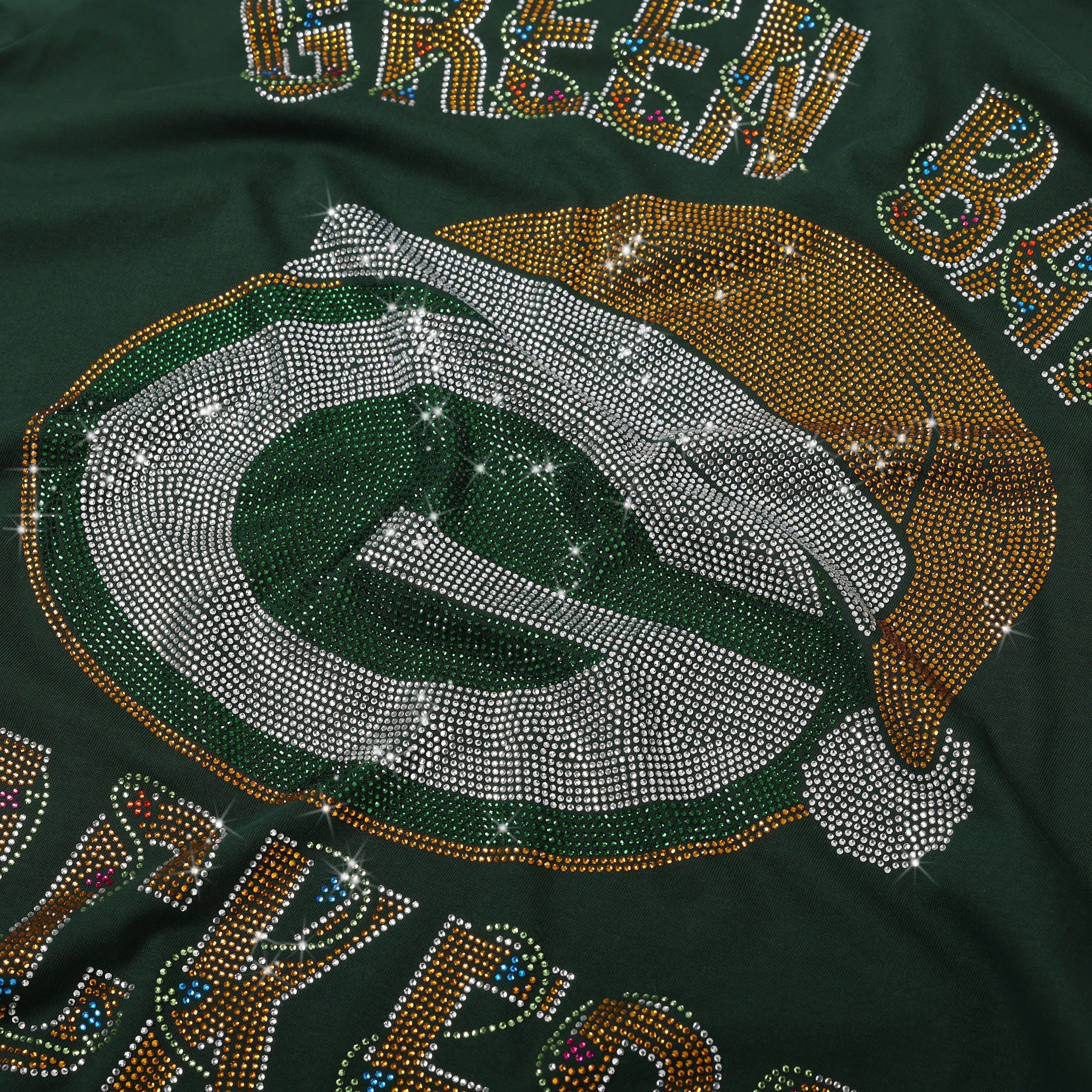 Green Bay Packers NFL Womens Rhinestone Logo Oversized Holiday T-Shirt - Image 3