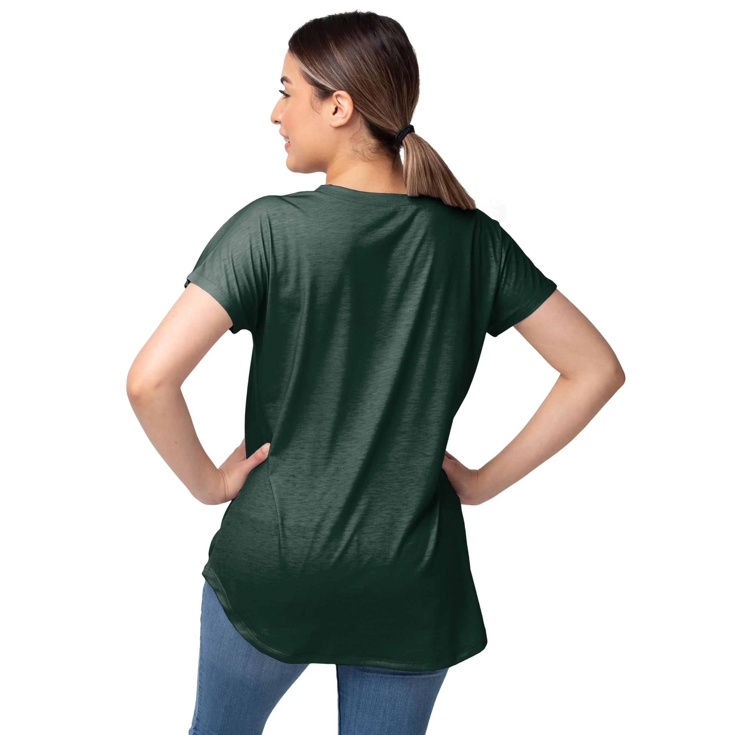 Green Bay Packers NFL Womens Script Wordmark Tunic Top - Image 2