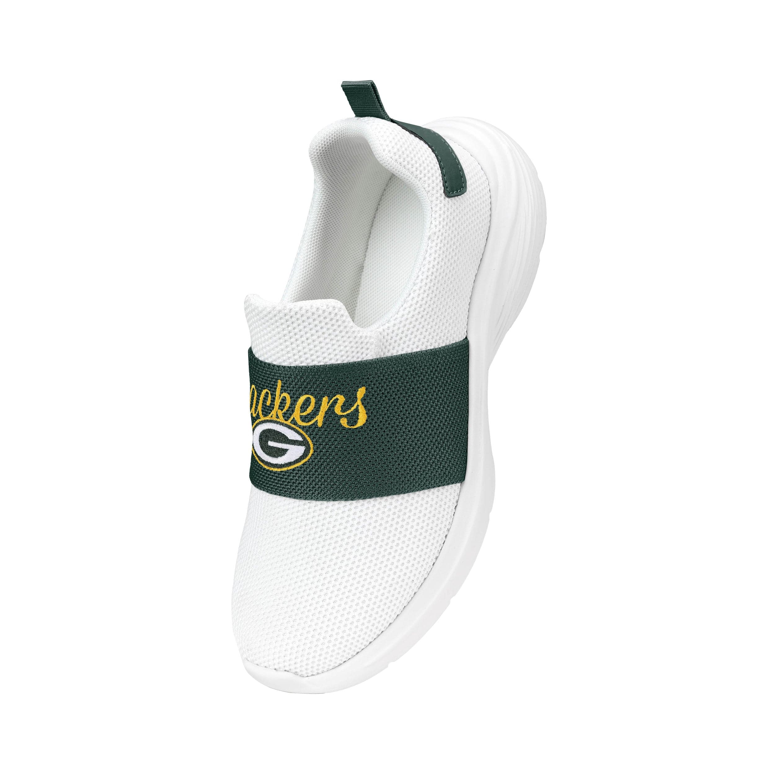 Green Bay Packers NFL Womens Script Wordmark White Slip On Sneakers - Image 2