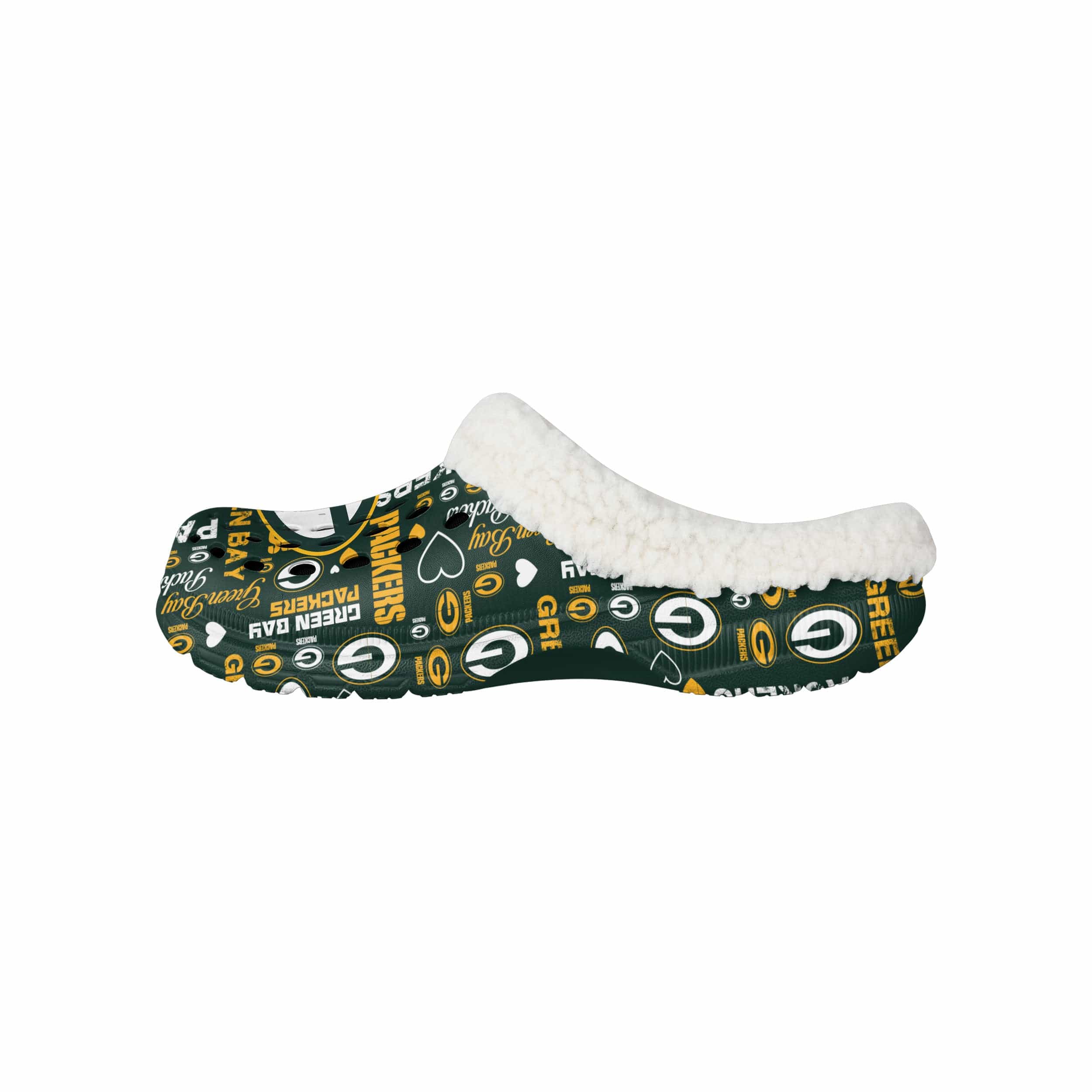 Green Bay Packers NFL Womens Sherpa Lined Logo Love Clog - Image 2