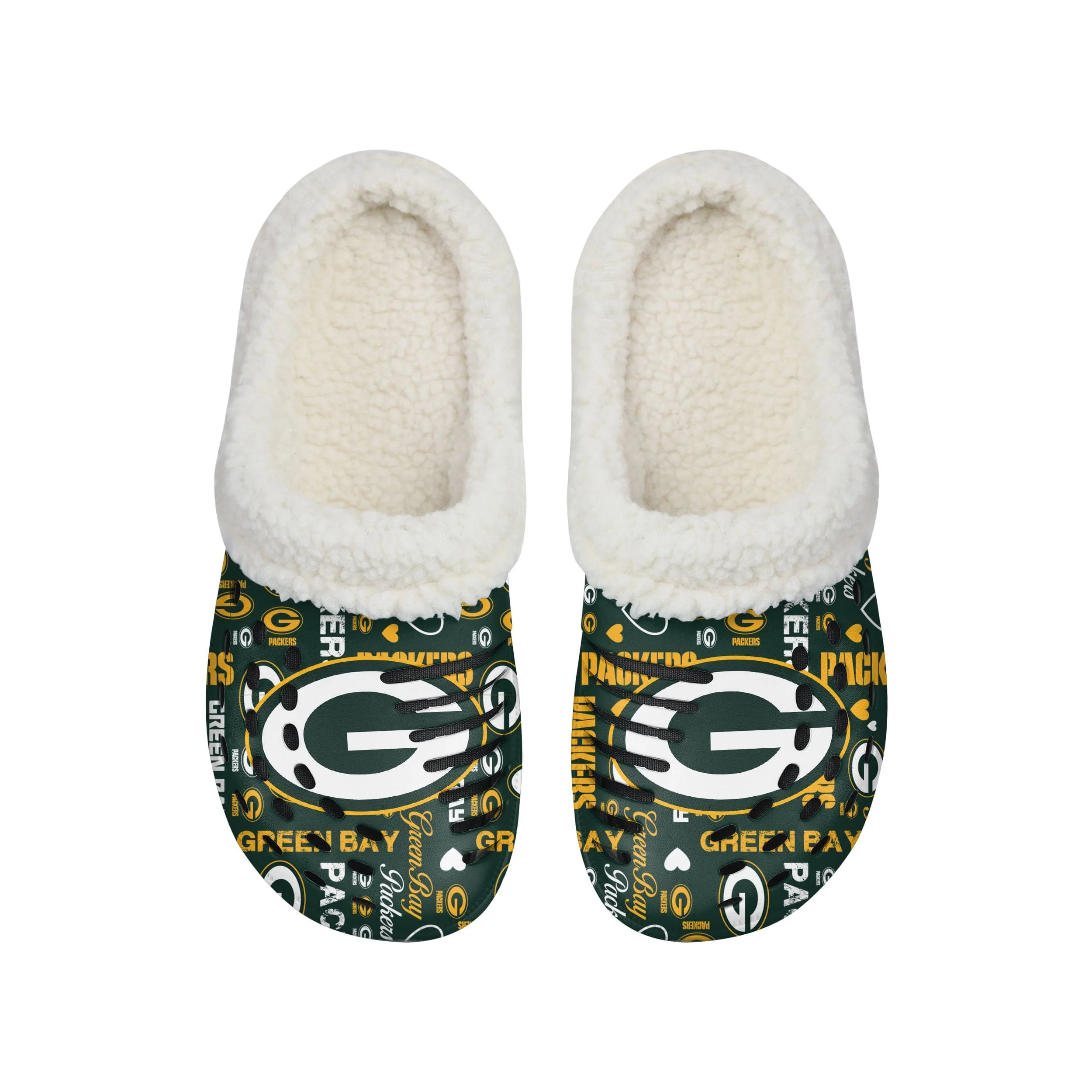 Green Bay Packers NFL Womens Sherpa Lined Logo Love Clog - Image 4