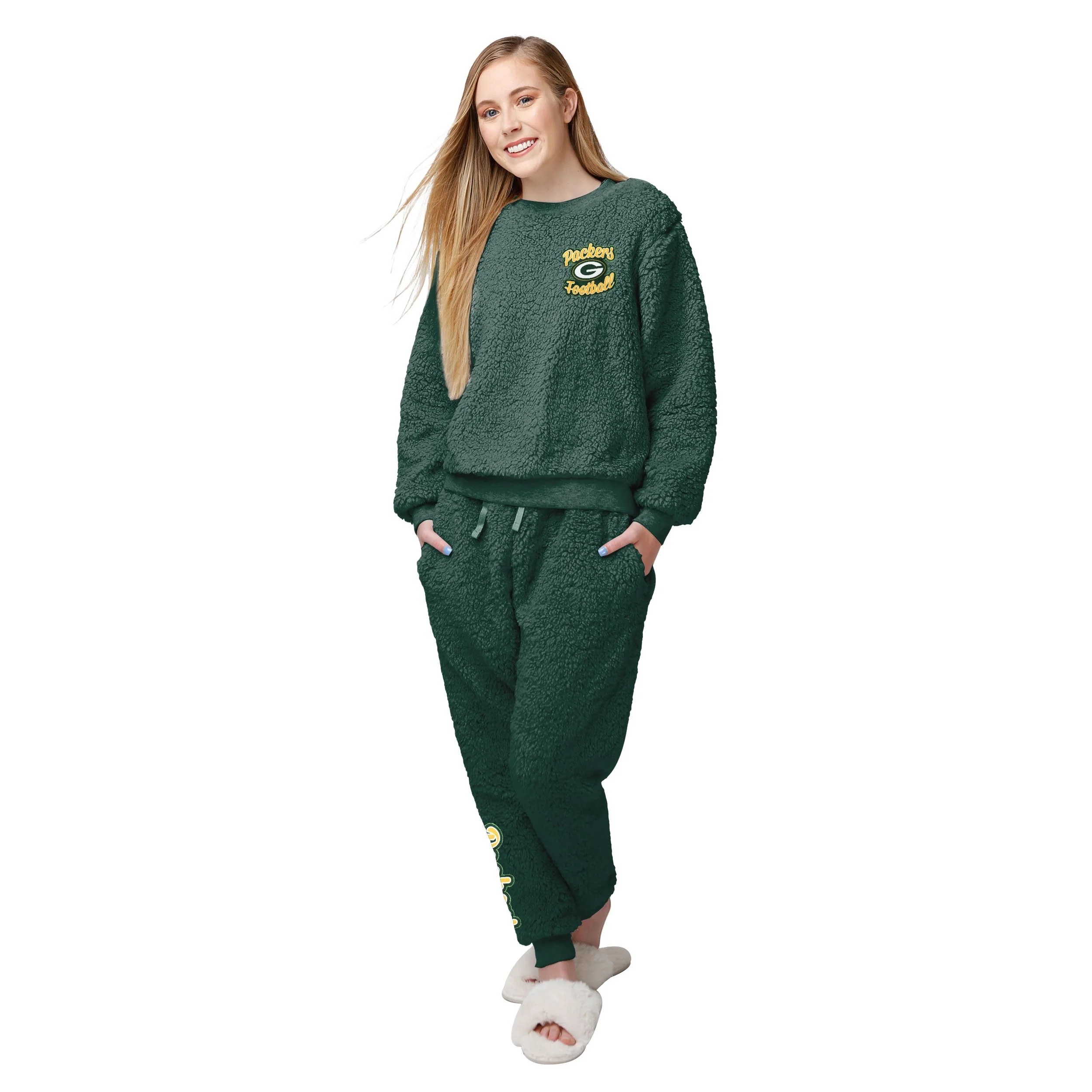 Green Bay Packers NFL Womens Sherpa Lounge Set