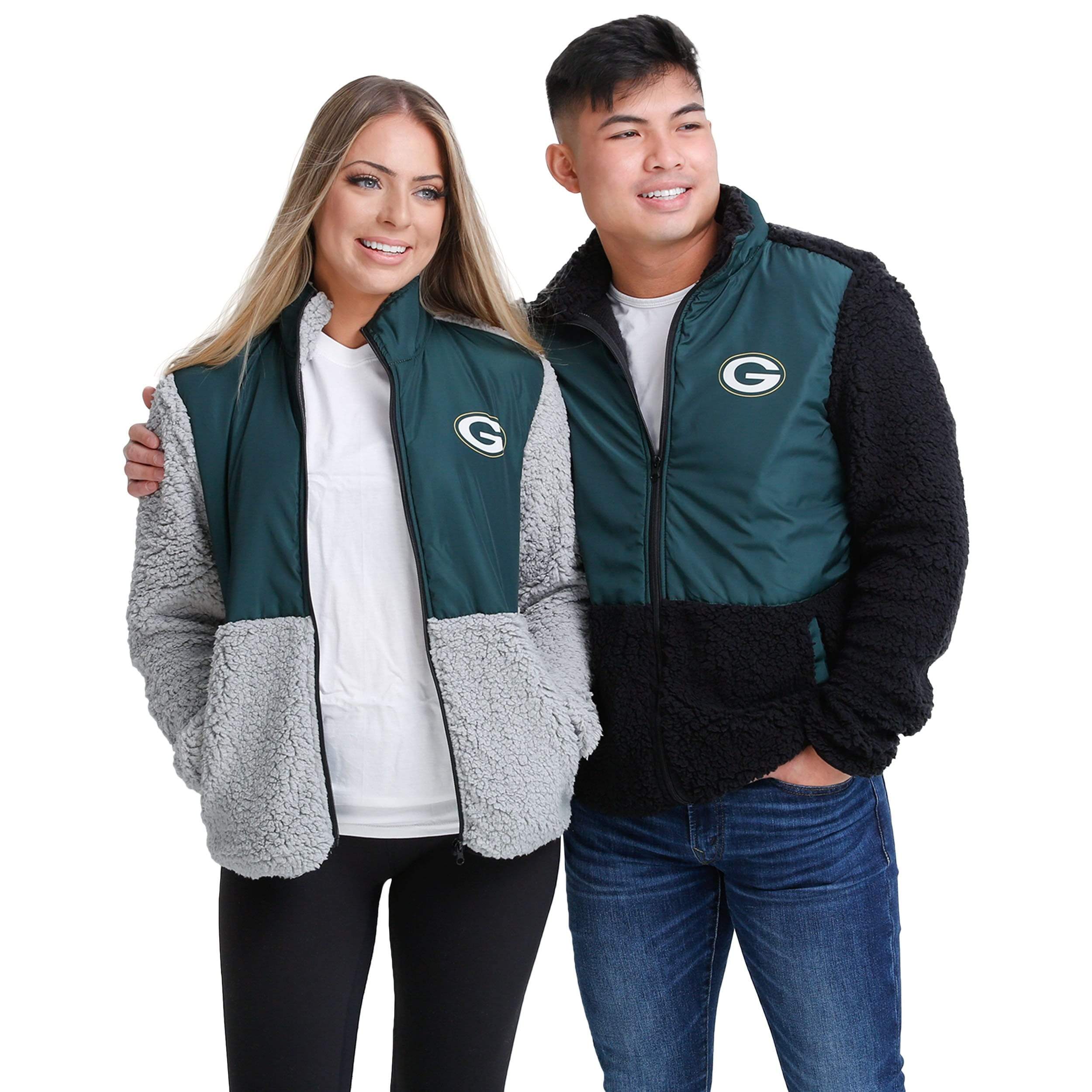 Green Bay Packers NFL Womens Sherpa Soft Zip Up Jacket - Image 5