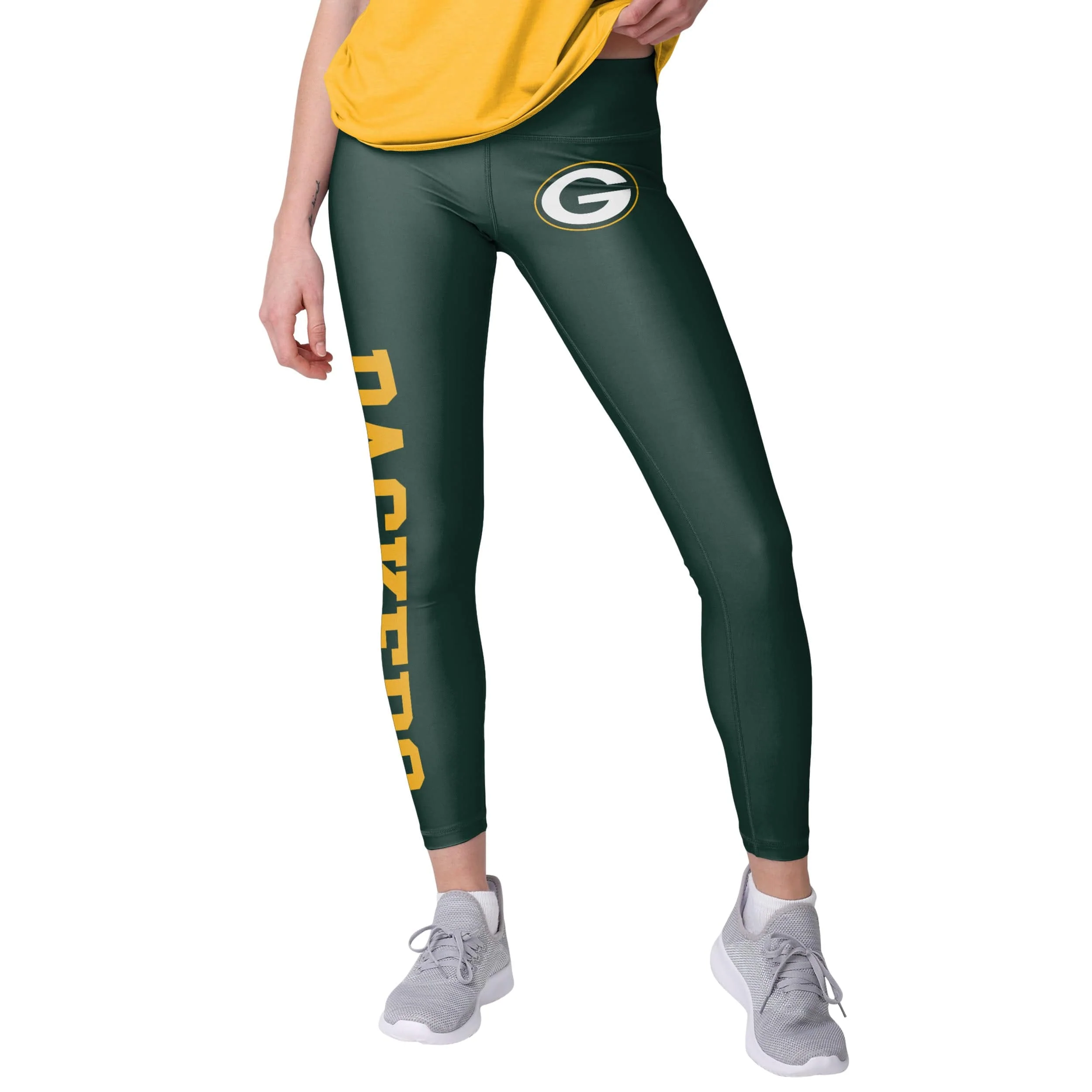 Green Bay Packers NFL Womens Solid Big Wordmark Leggings