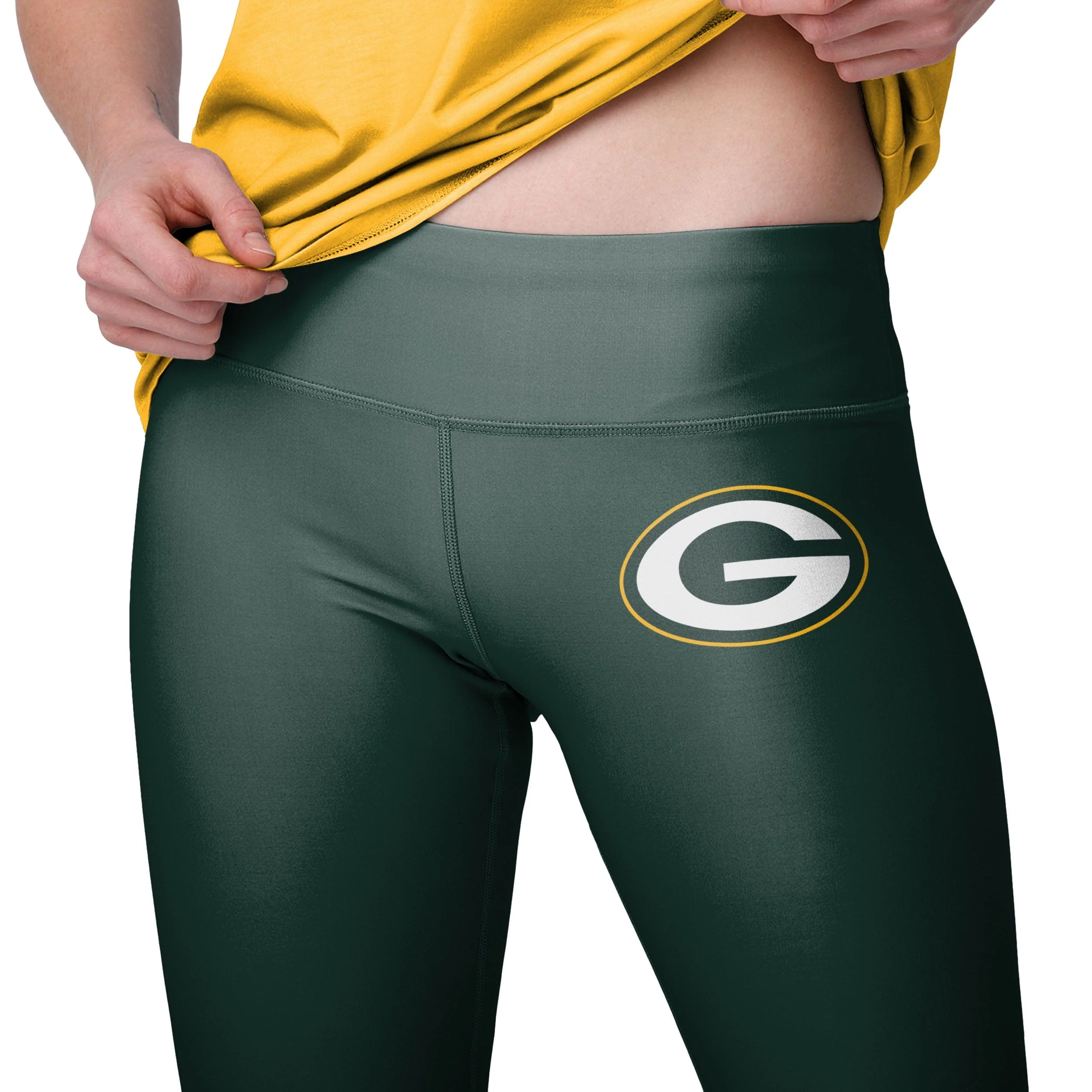 Green Bay Packers NFL Womens Solid Big Wordmark Leggings - Image 3