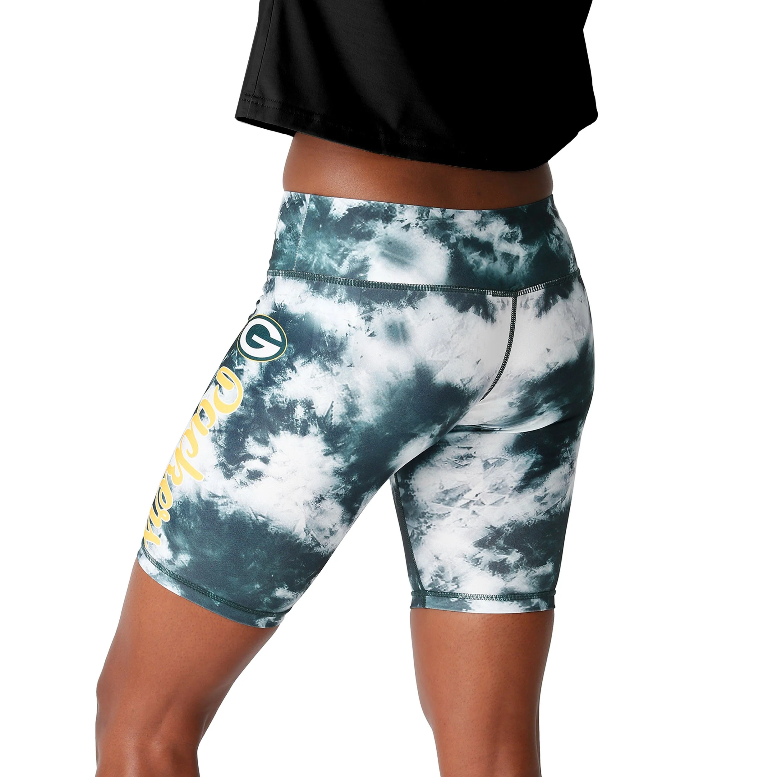 Green Bay Packers NFL Womens Team Color Tie-Dye Bike Shorts - Image 2
