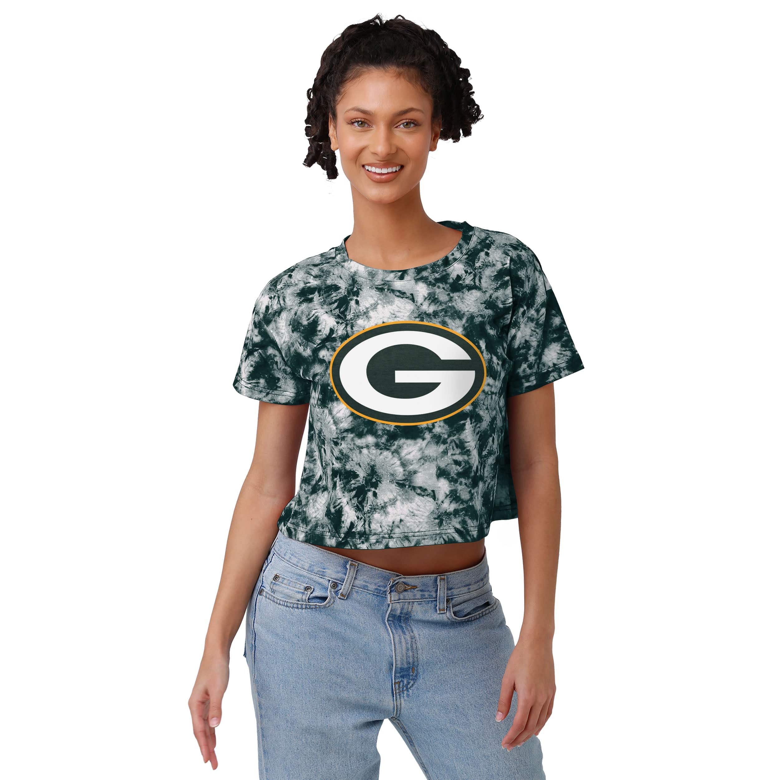 Green Bay Packers NFL Womens Tie-Dye Big Logo Crop Top