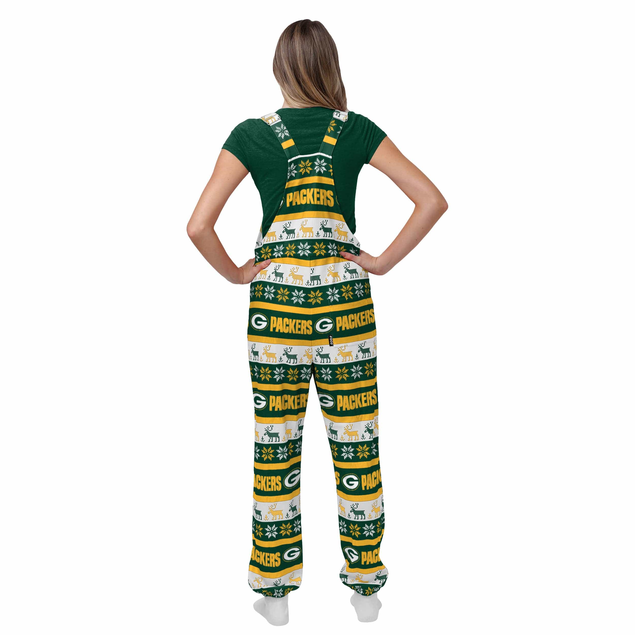Green Bay Packers NFL Womens Ugly Home Gating Bib Overalls - Image 2