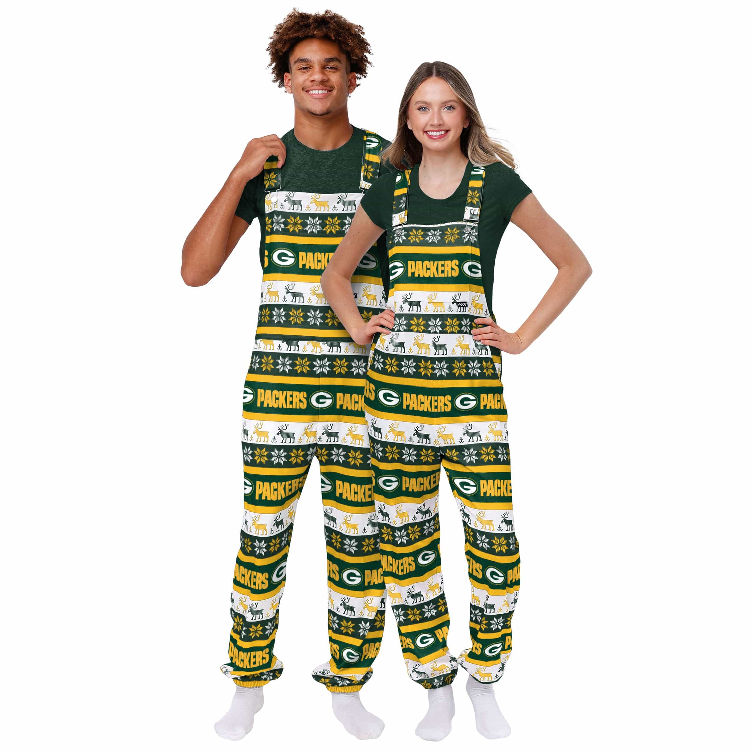 Green Bay Packers NFL Womens Ugly Home Gating Bib Overalls - Image 3
