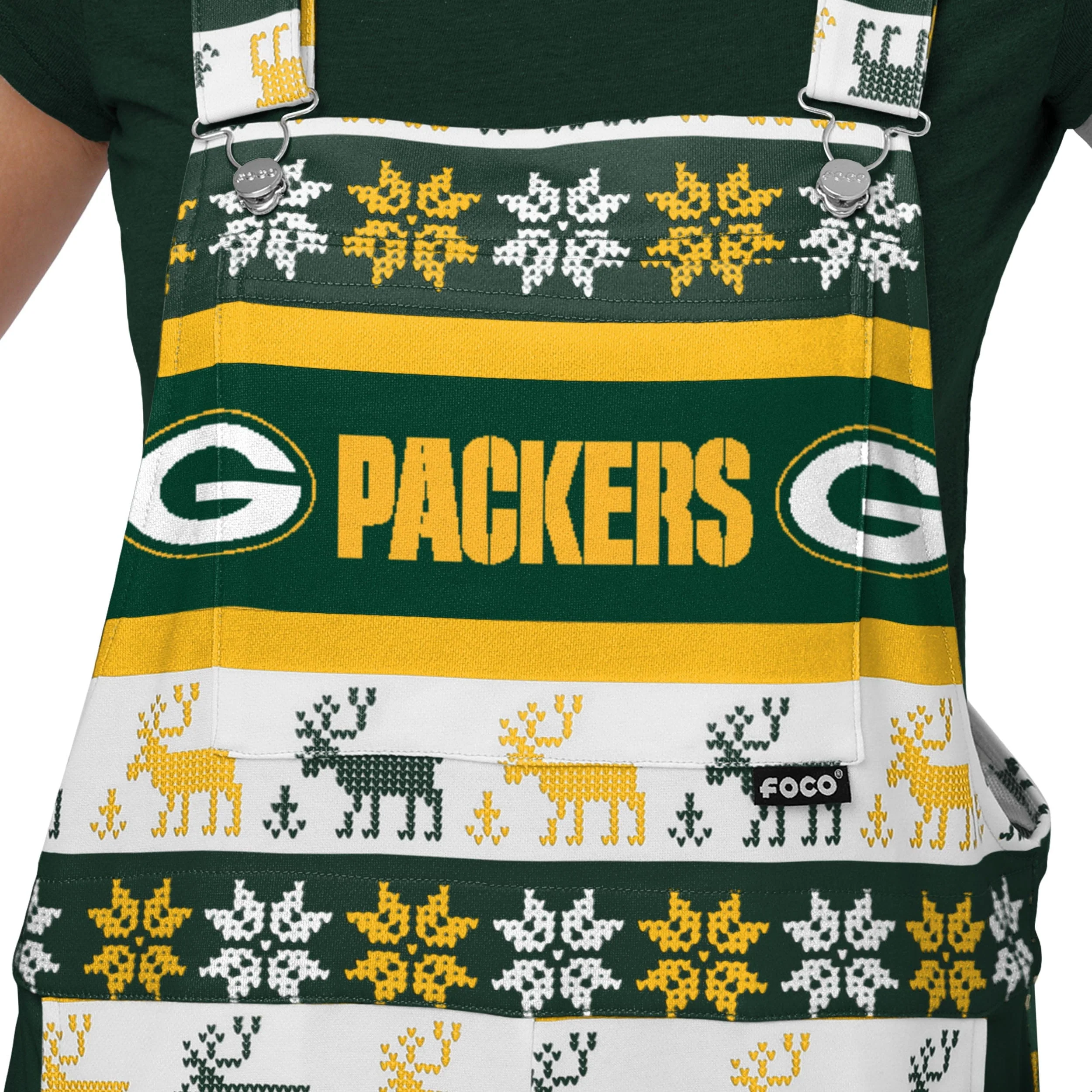 Green Bay Packers NFL Womens Ugly Home Gating Bib Overalls - Image 4