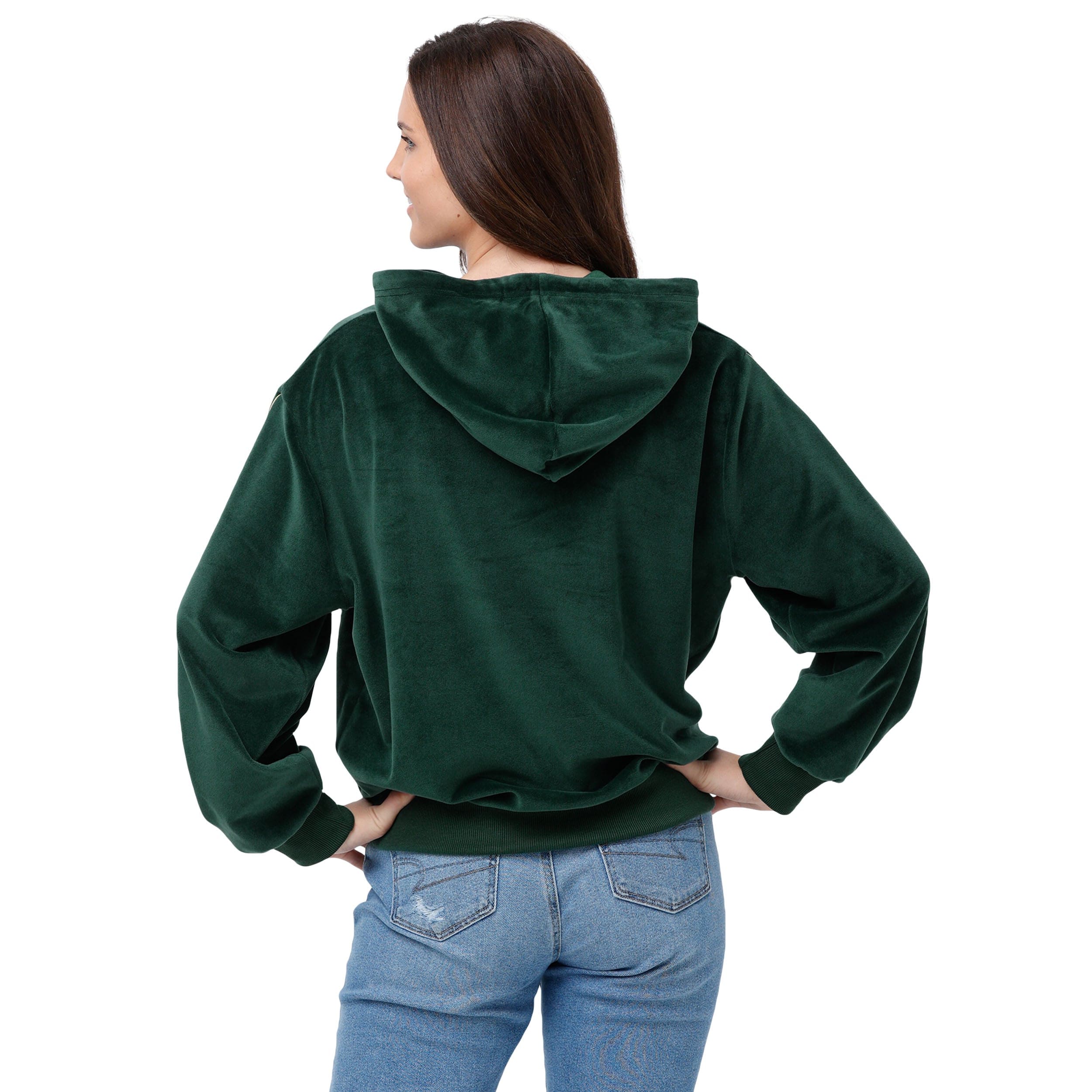 Green Bay Packers NFL Womens Velour Hooded Sweatshirt - Image 2