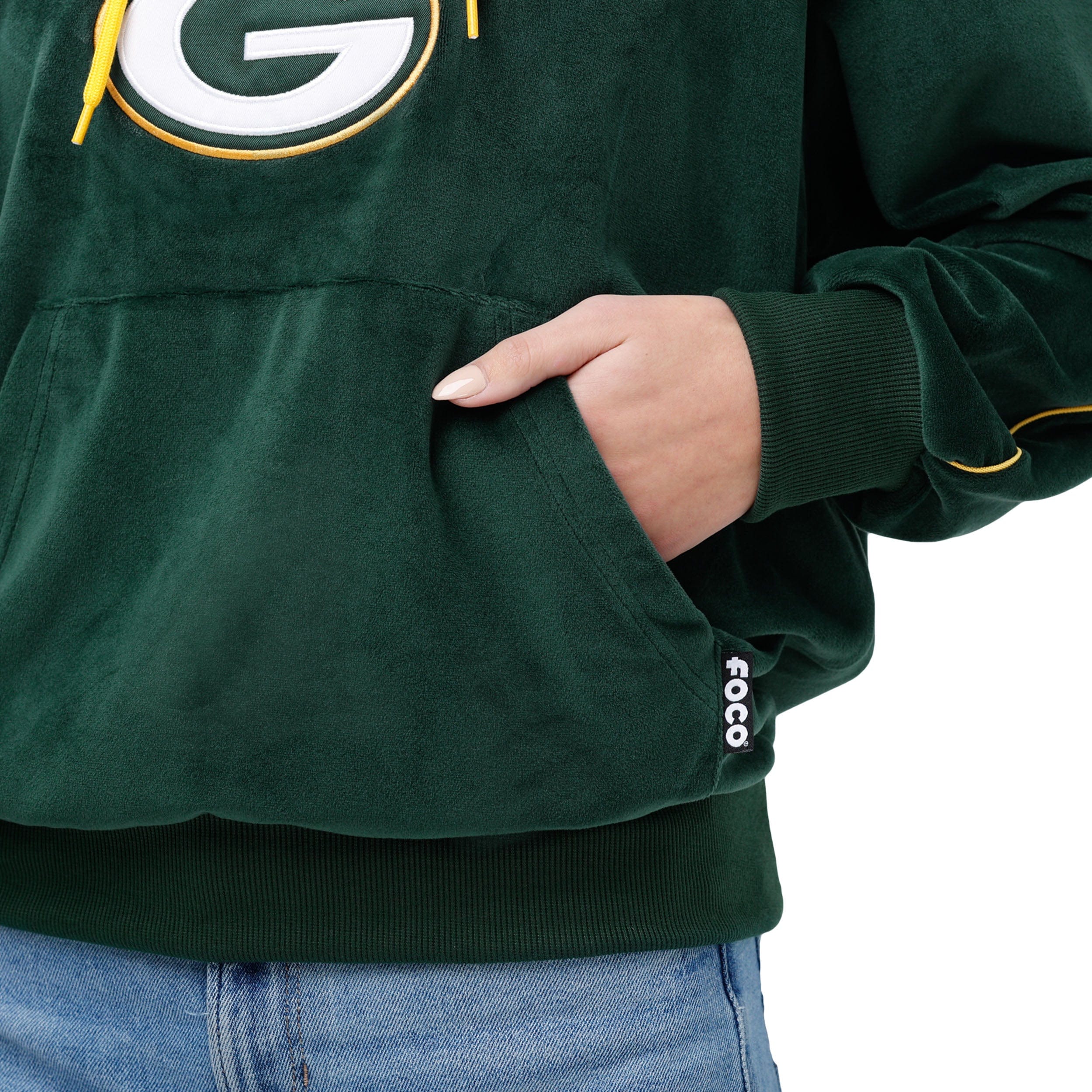 Green Bay Packers NFL Womens Velour Hooded Sweatshirt - Image 3