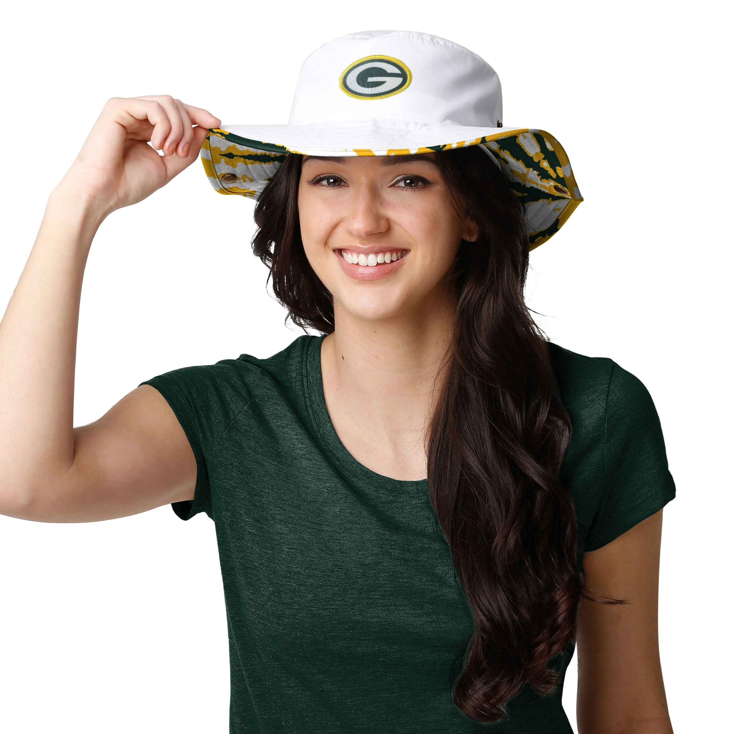 Green Bay Packers NFL Womens White Hybrid Boonie Hat - Image 2