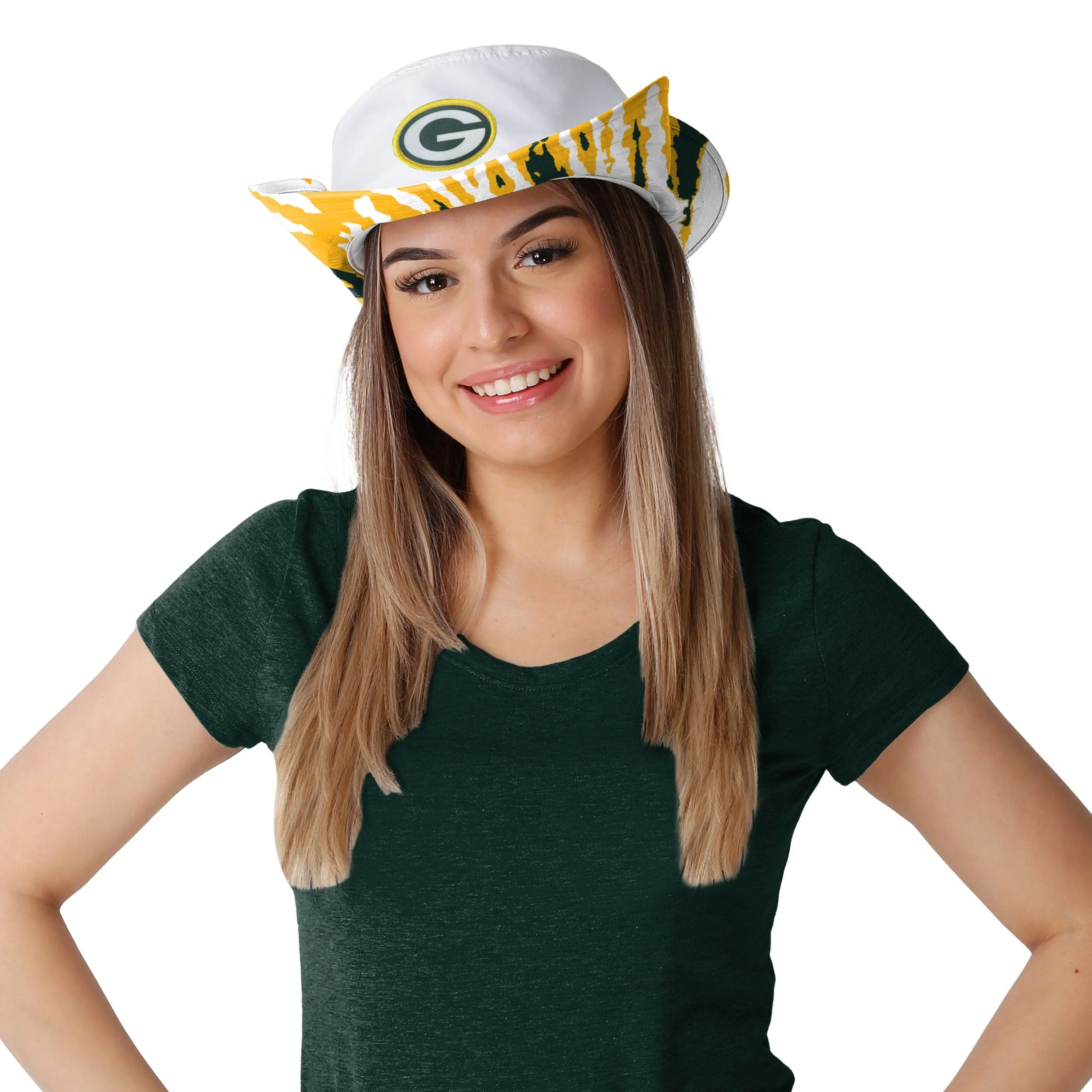 Green Bay Packers NFL Womens White Hybrid Boonie Hat - Image 4