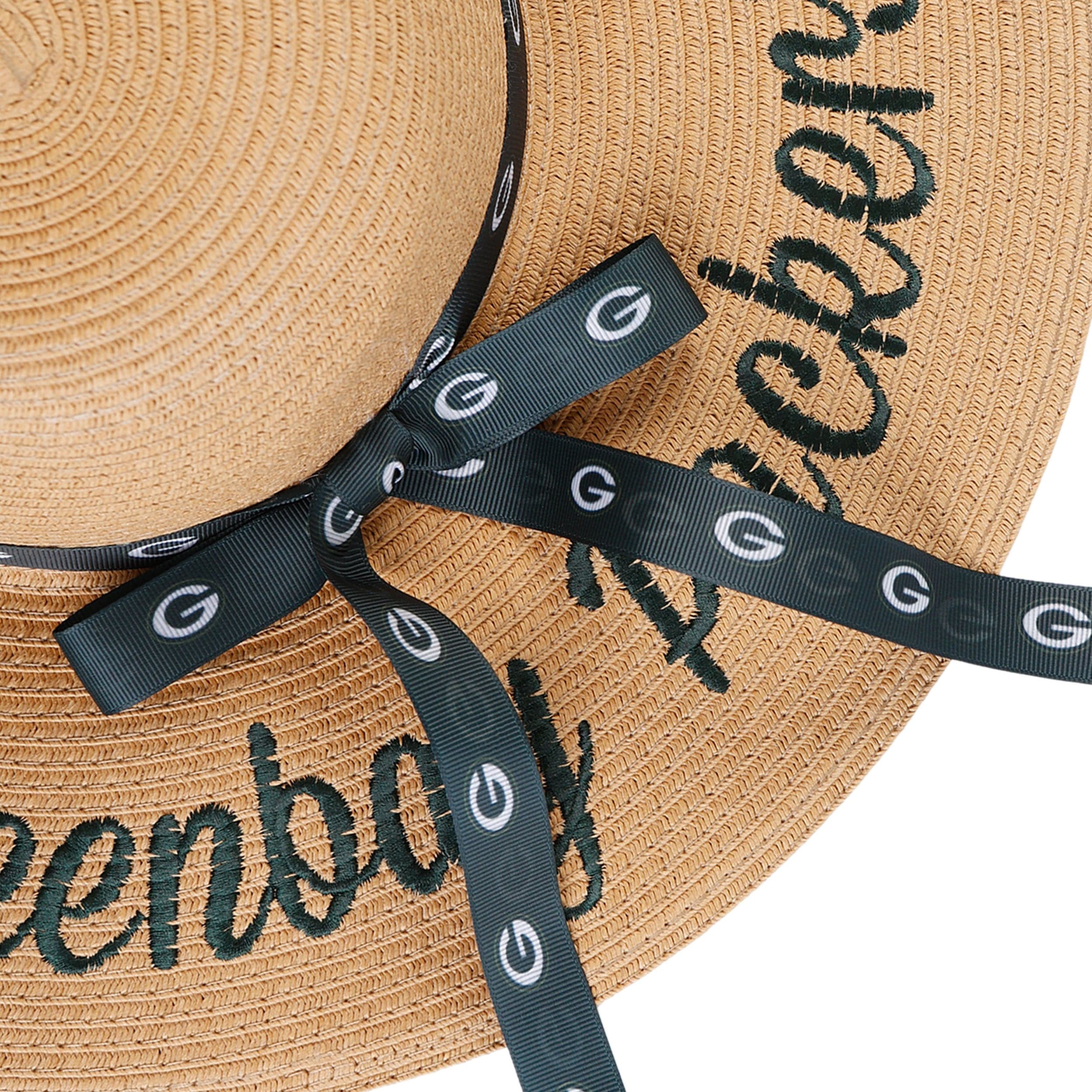 Green Bay Packers NFL Womens Wordmark Beach Straw Hat - Image 2