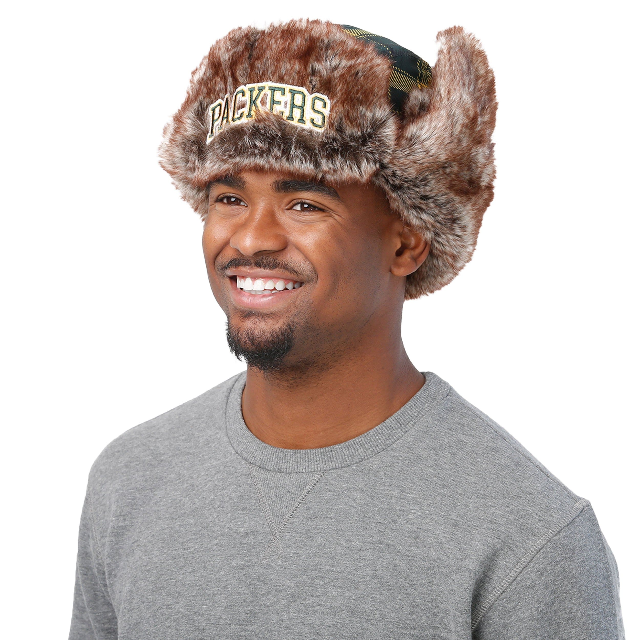 Green Bay Packers NFL Wordmark Flannel Trapper Hat - Image 5