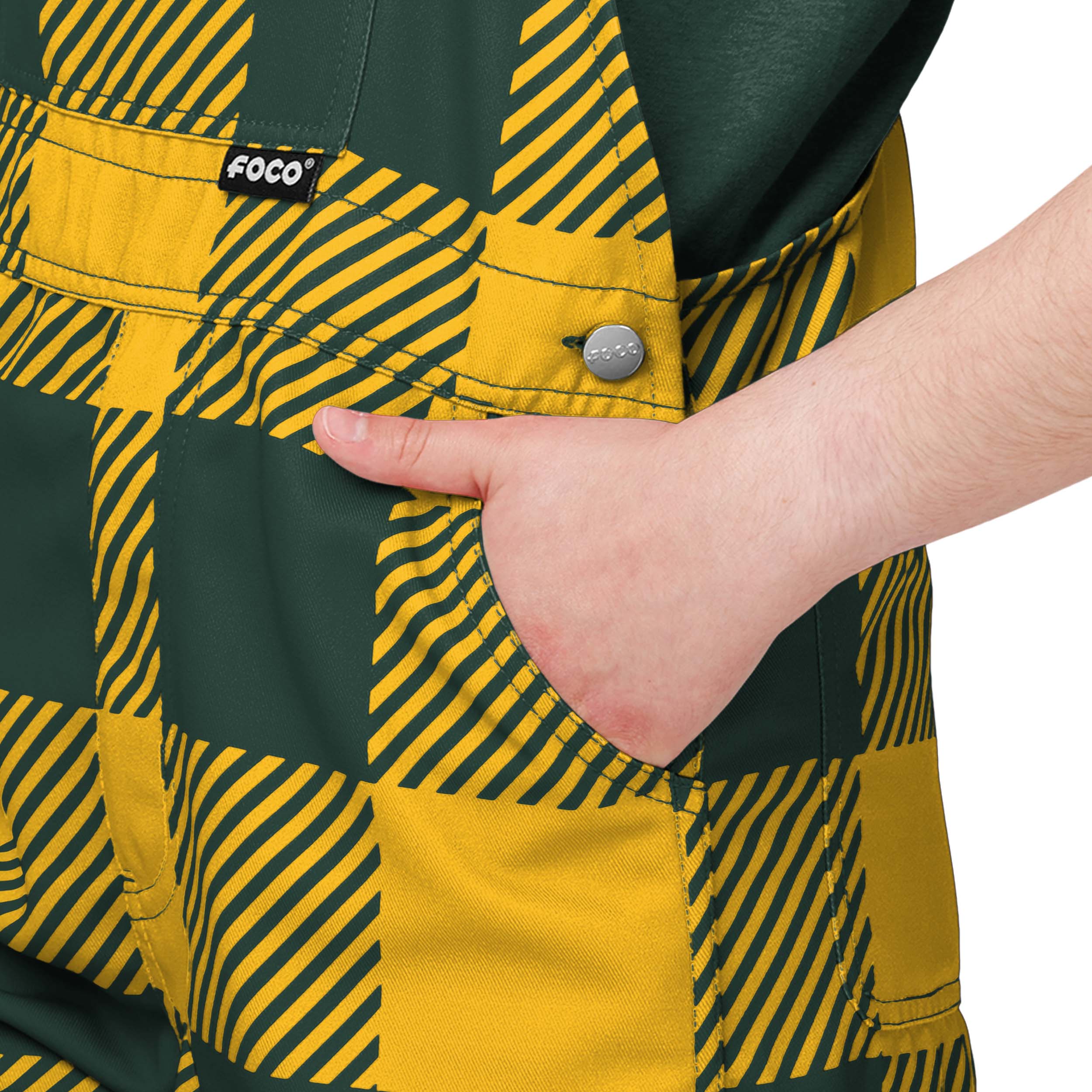 Green Bay Packers NFL Youth Plaid Bib Overalls - Image 5