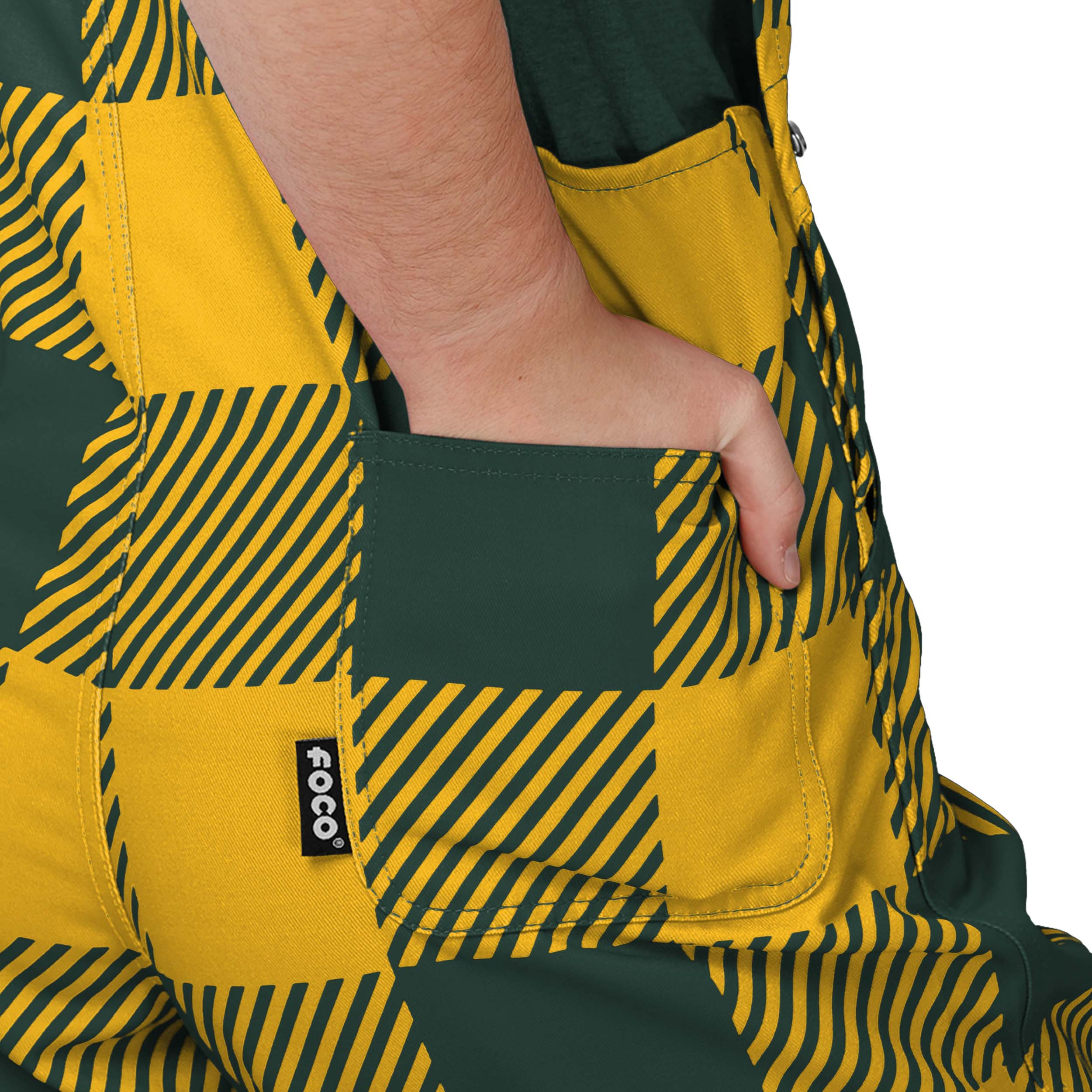 Green Bay Packers NFL Youth Plaid Bib Overalls - Image 6