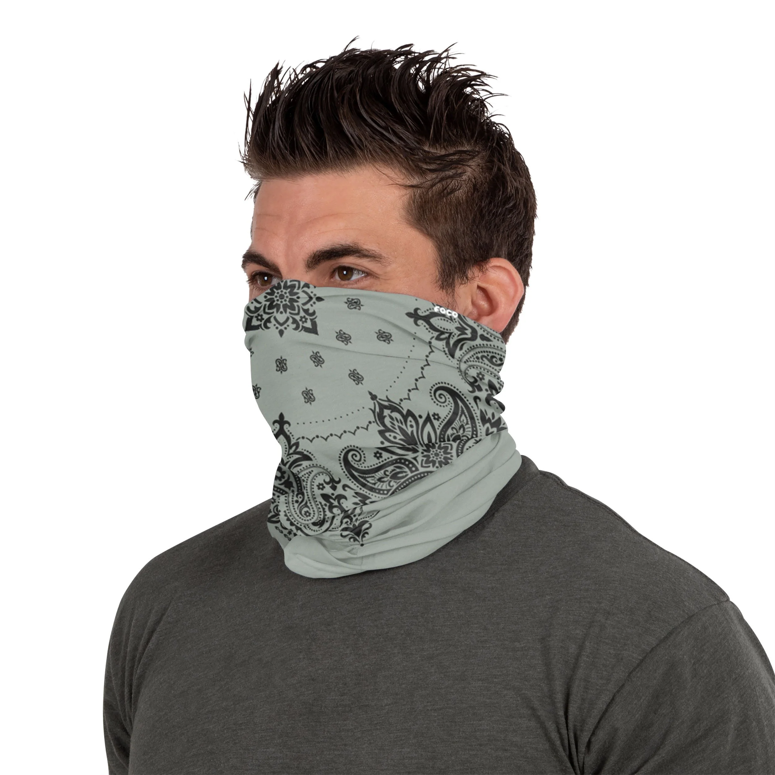 Grey & Black Bandana Gaiter Scarf - Image 3