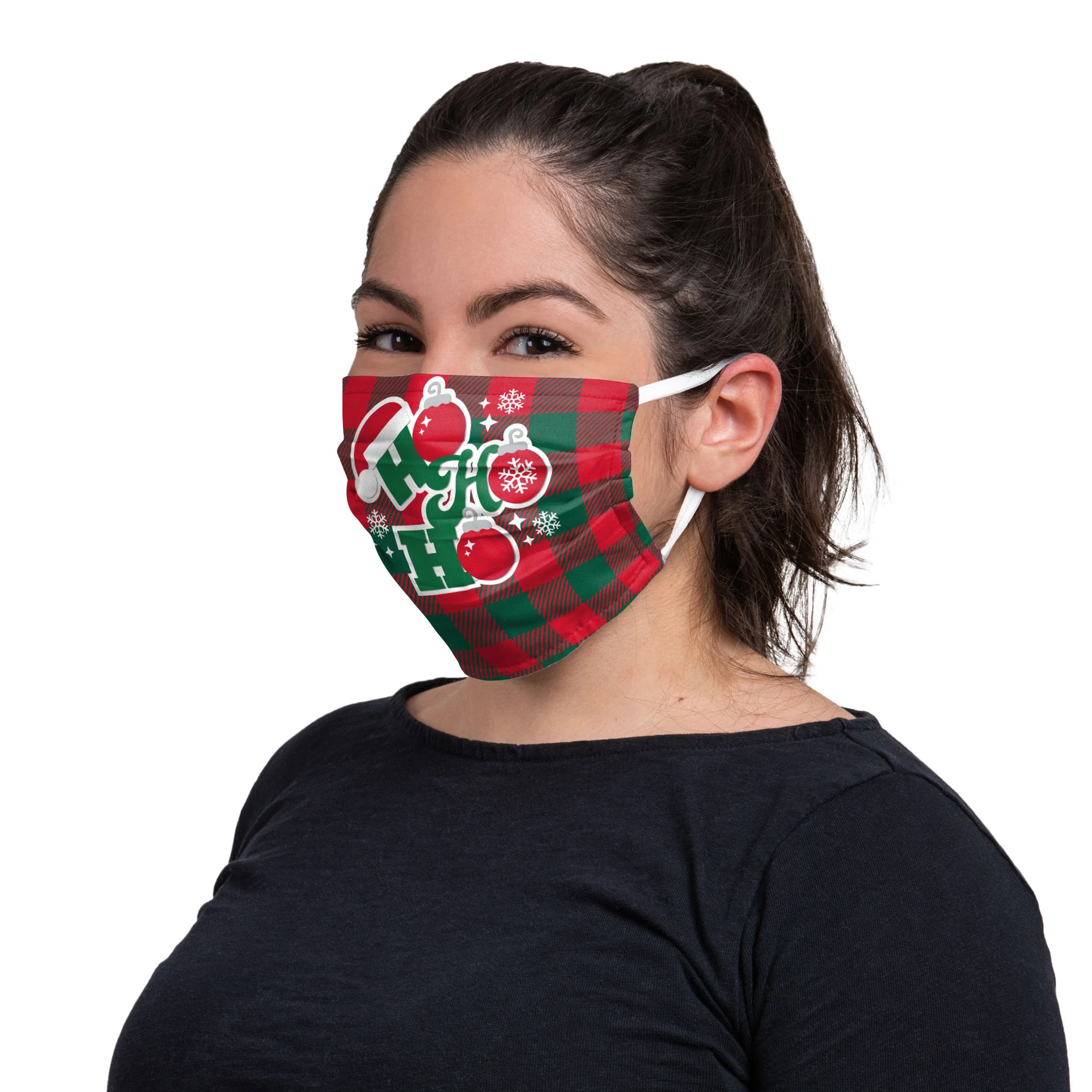 Ho Ho Ho Ornaments Pleated Face Cover - Image 3