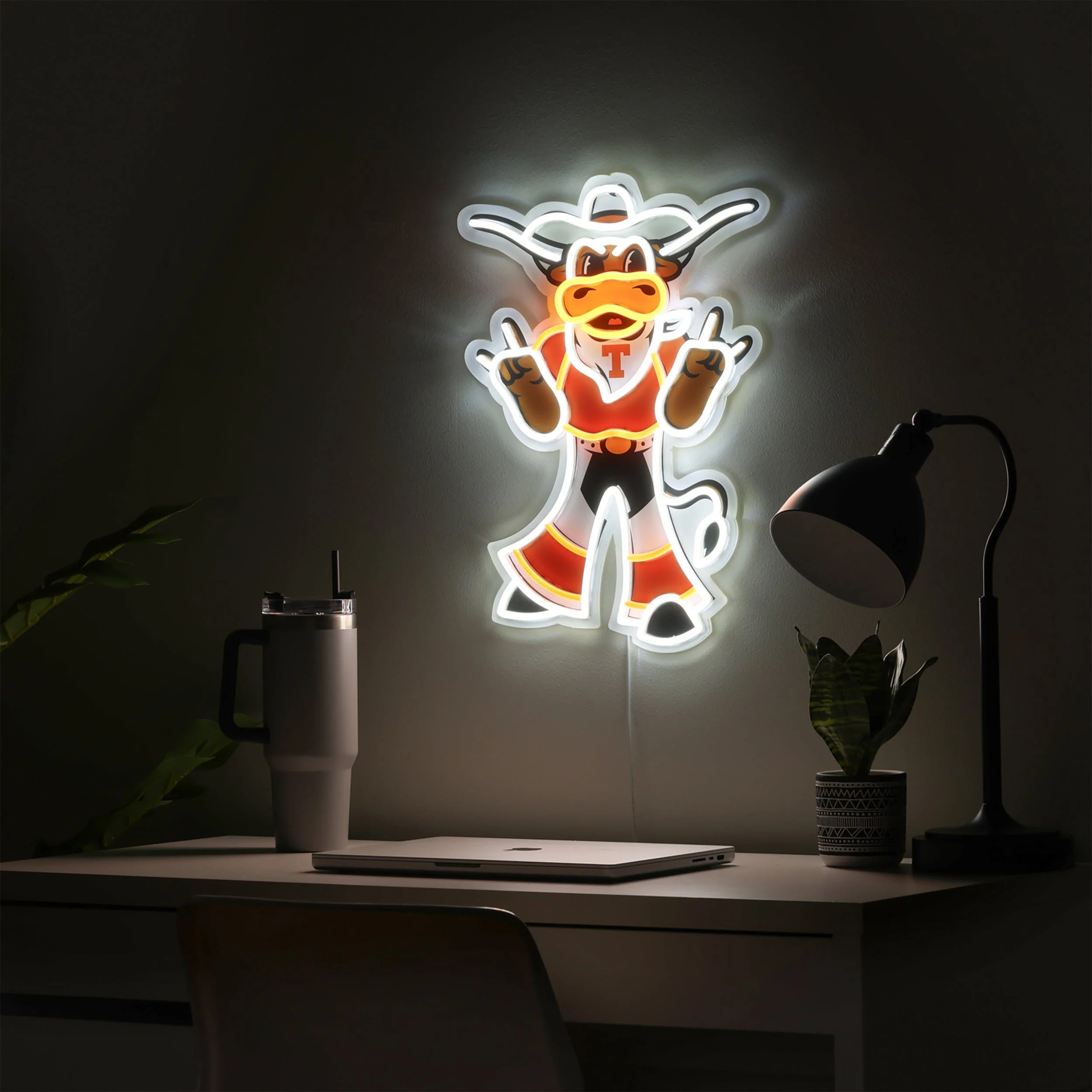 Hook 'Em Texas Longhorn LED Neon Light Up Mascot Sign - Image 3