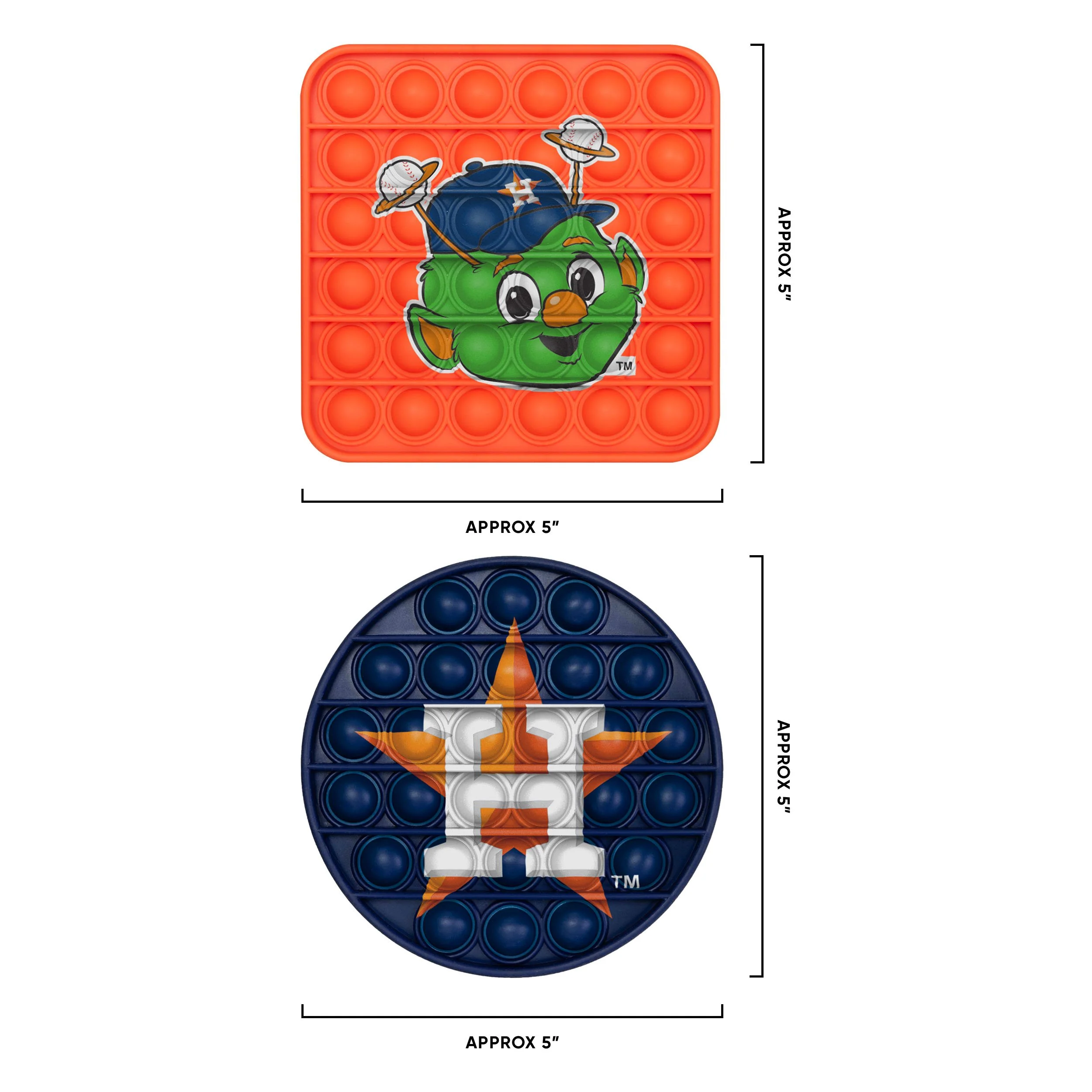 Houston Astros MLB 2 Pack Ball & Square Push-Itz Fidget - Image 2
